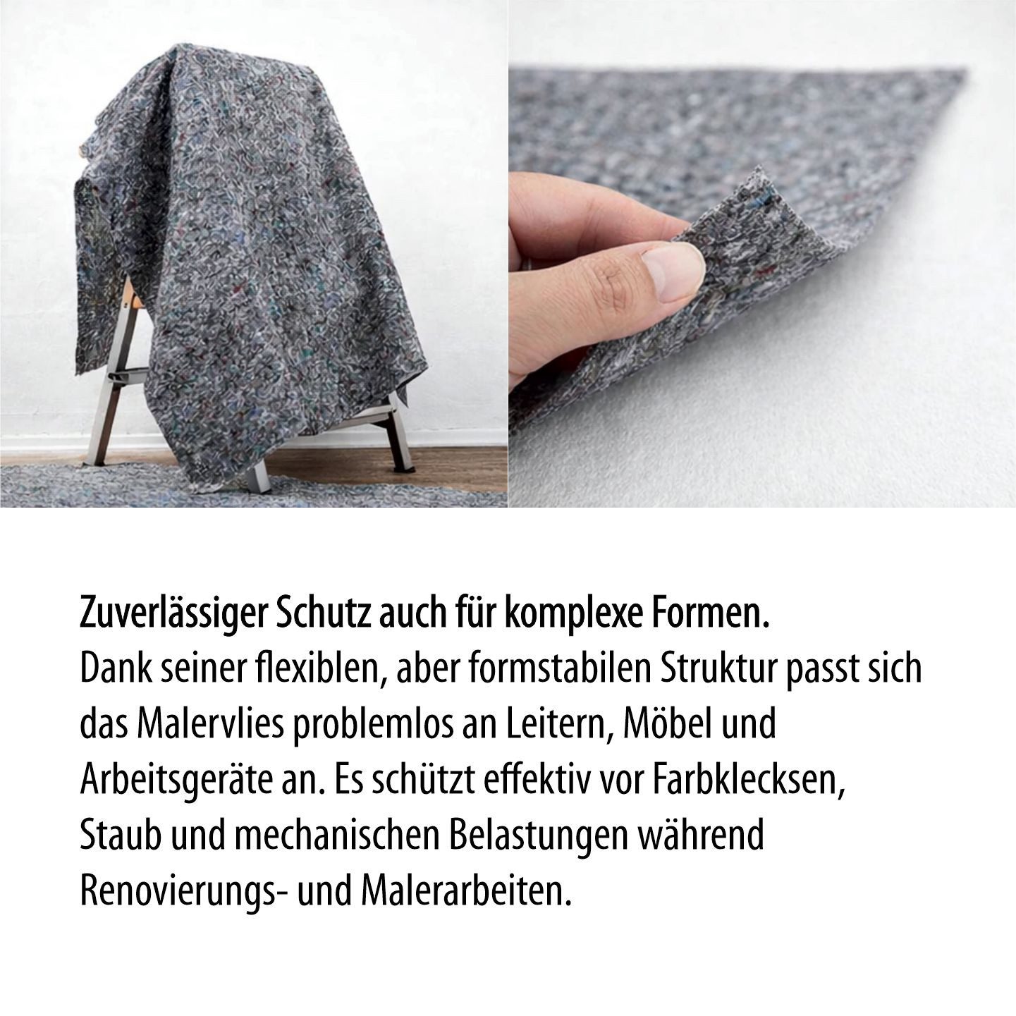 STONE Malervlies Abdeckvlies 180 g/m² 50 m Rolle – Schutzvlies für Boden & Renovierung, 180 g/m² Malervlies Rolle – rutschfest & saugstark - 1 m x 50 m