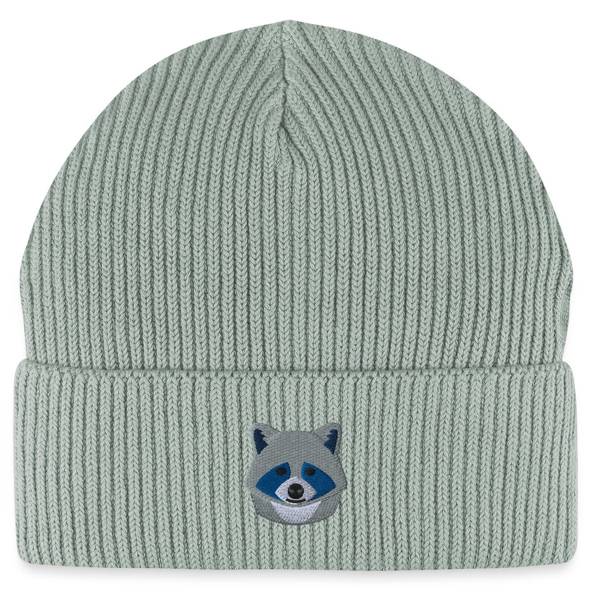 Beanie Kleiner Waschbär Stickerei Fisherman Beanie Bio Mütze