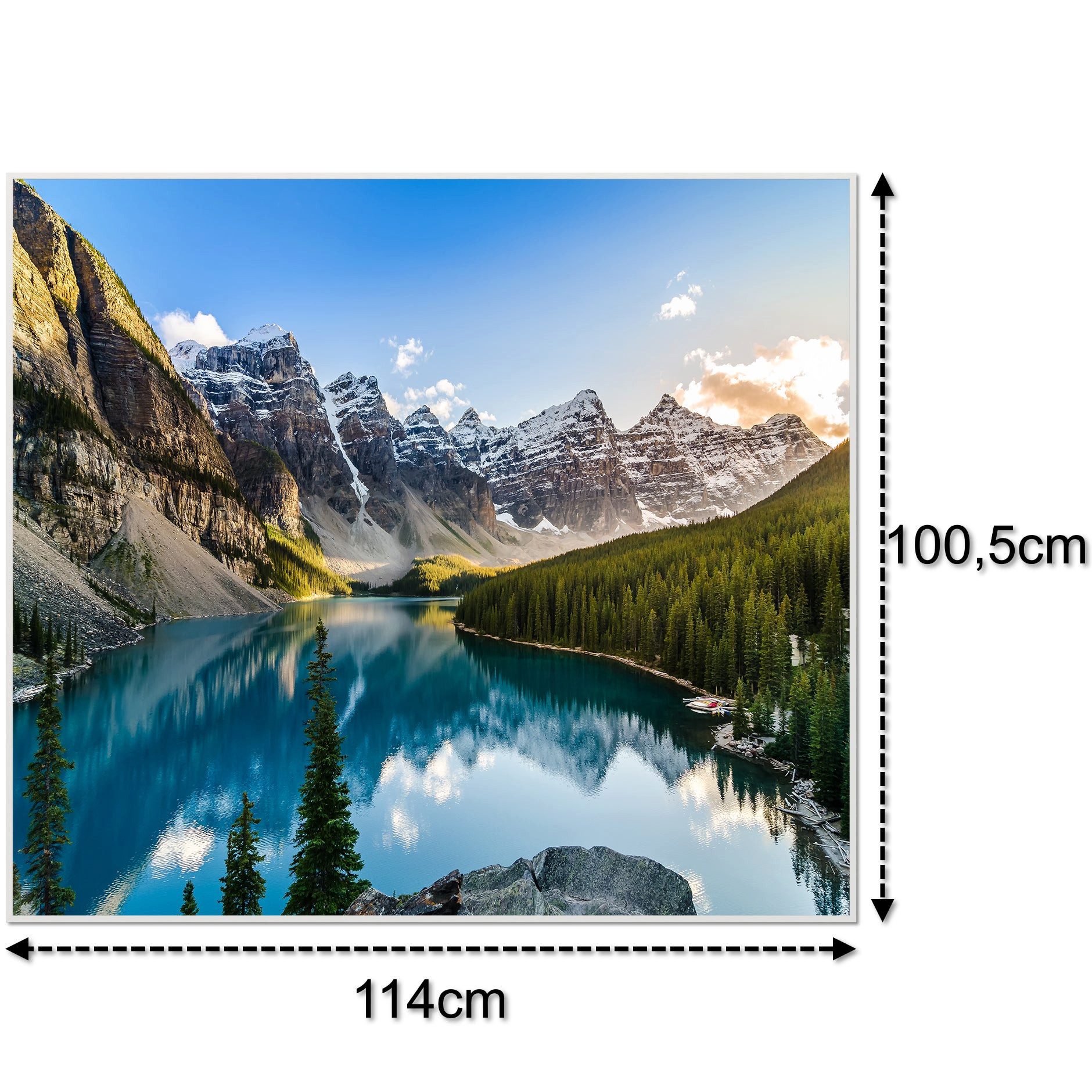 STEINFELD Heizsysteme Infrarotheizung Glas-Bild 1200W, 114x100cm, Made in Germany, 7 Jahre Garantie, mit Thermostat, Silber