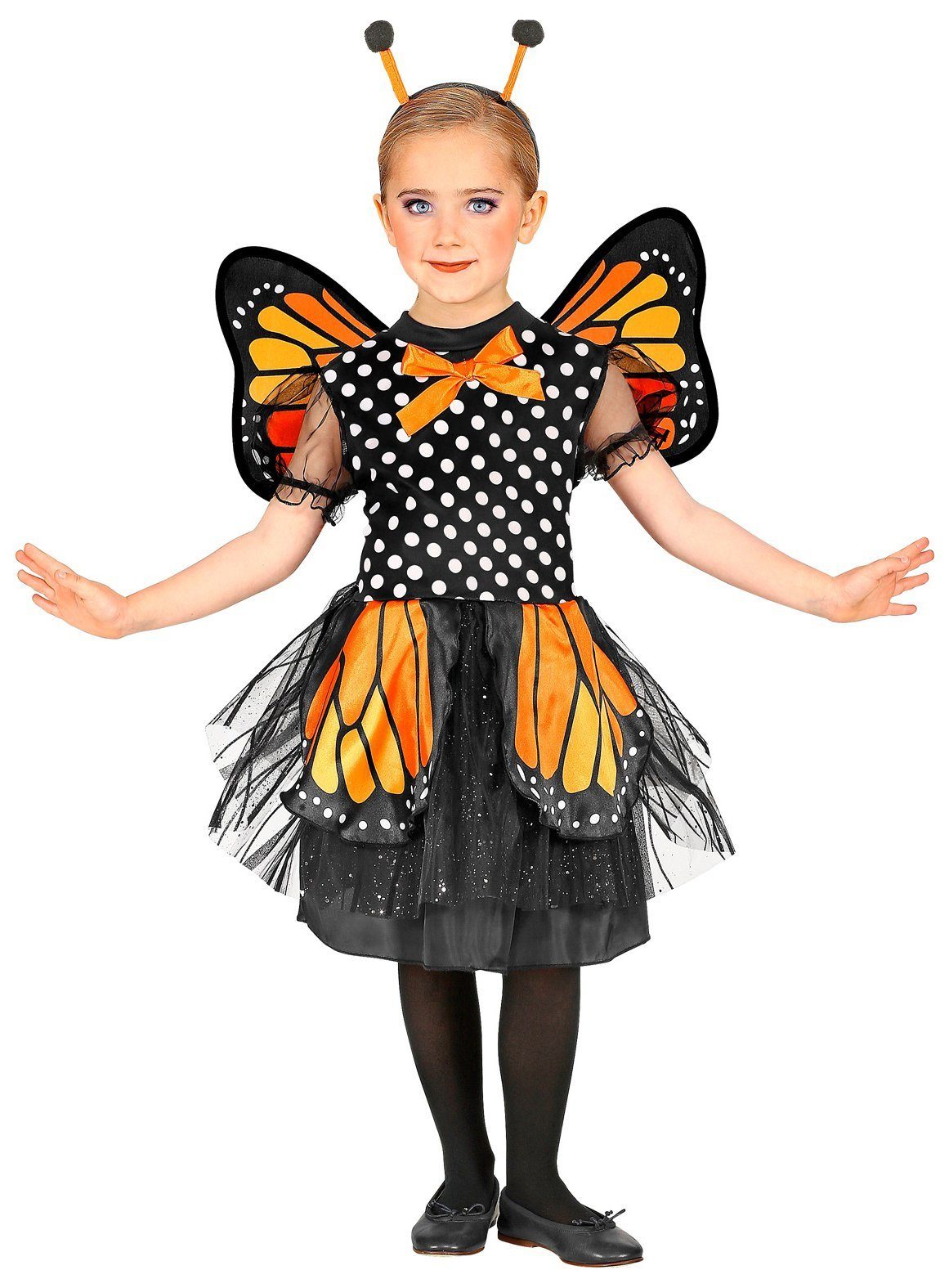 Widdmann Kostüm Kleiner Schmetterling, Bezauberndes Schmetterlingskleid mit Fühlern und Flügeln