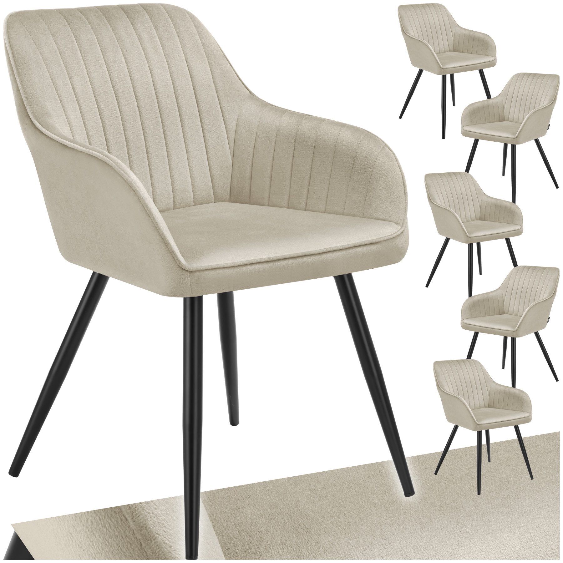 tectake Esszimmerstuhl Stuhl Marilyn, Samtoptik, gesteppt (Set, 6 St), Extr günstig online kaufen