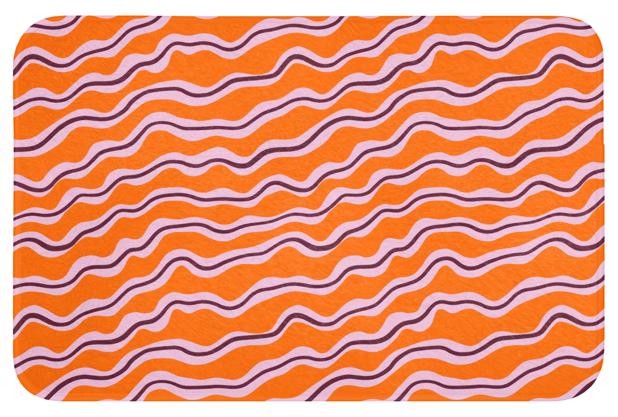 OnlyWow Badematte Retro - Gewellt - Orange, Höhe 10 mm, Polyester, Rechteckig, Badezimmerteppich, Badteppich, Rutschfest, Badvorleger, Waschbar