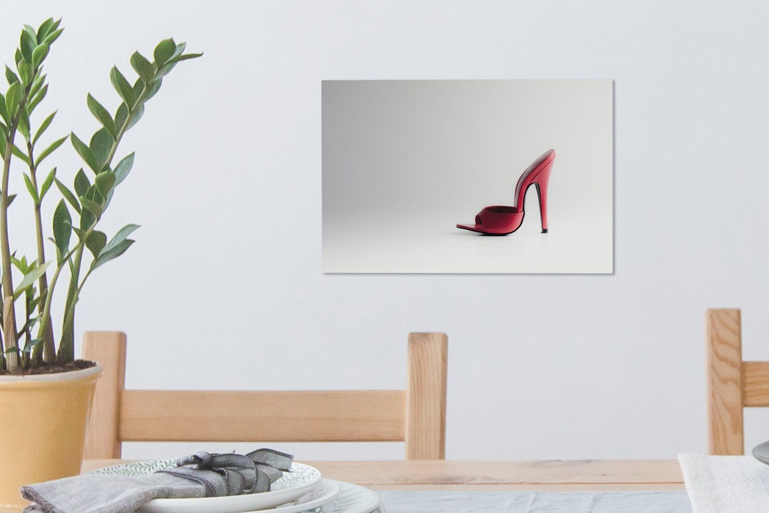 Wanddeko, OneMillionCanvasses® cm Leinwandbild hohem mit St), Wandbild Roter Leinwandbilder, Schuh (1 Aufhängefertig, Absatz, 30x20