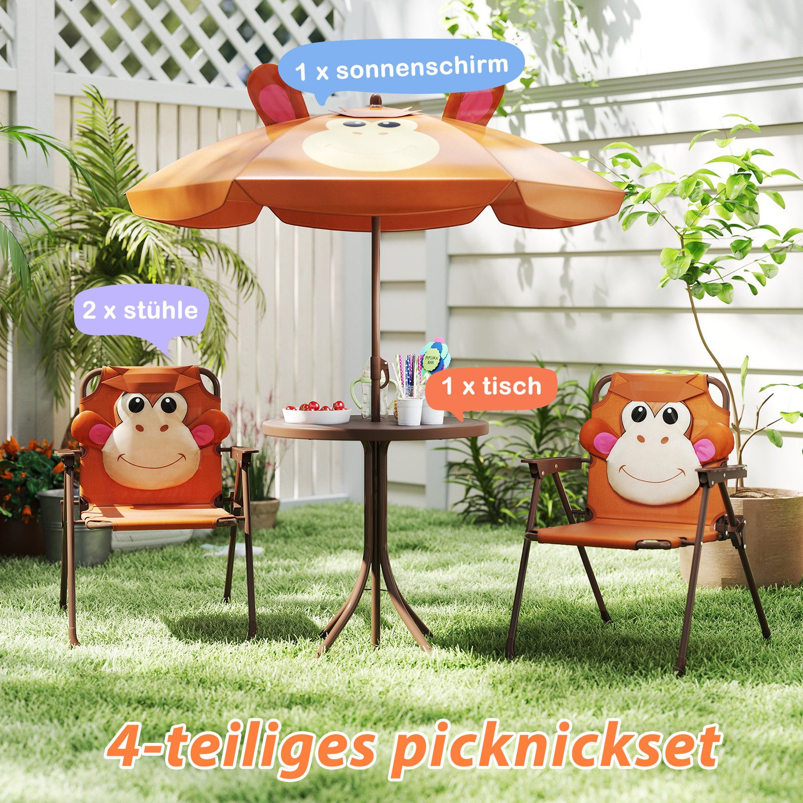 COSTWAY Garten-Kindersitzgruppe, (4-tlg), mit 2 stühlen günstig online kaufen