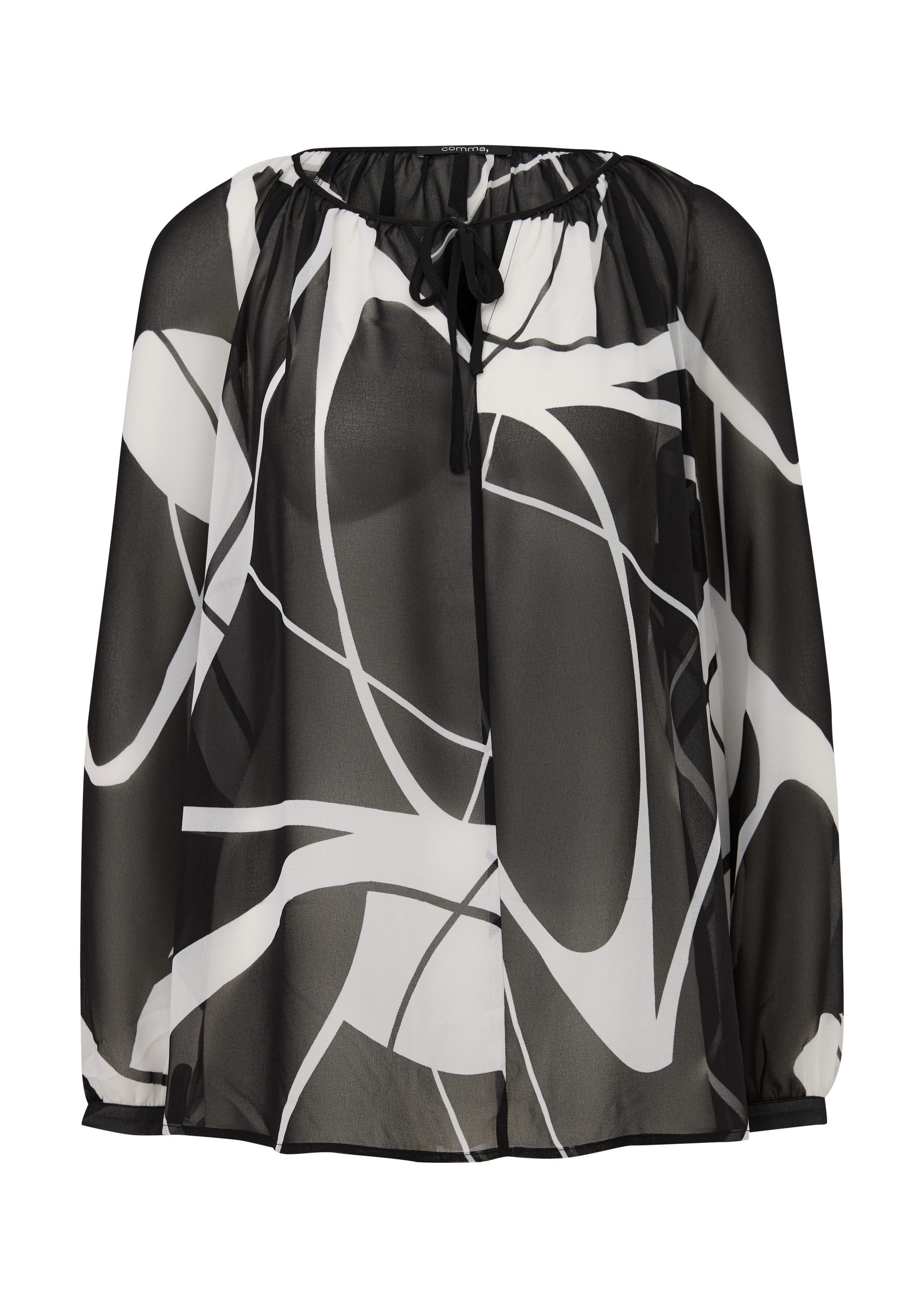 comma Langarmbluse Bluse Chiffonbluse mit Allovermuster günstig online kaufen