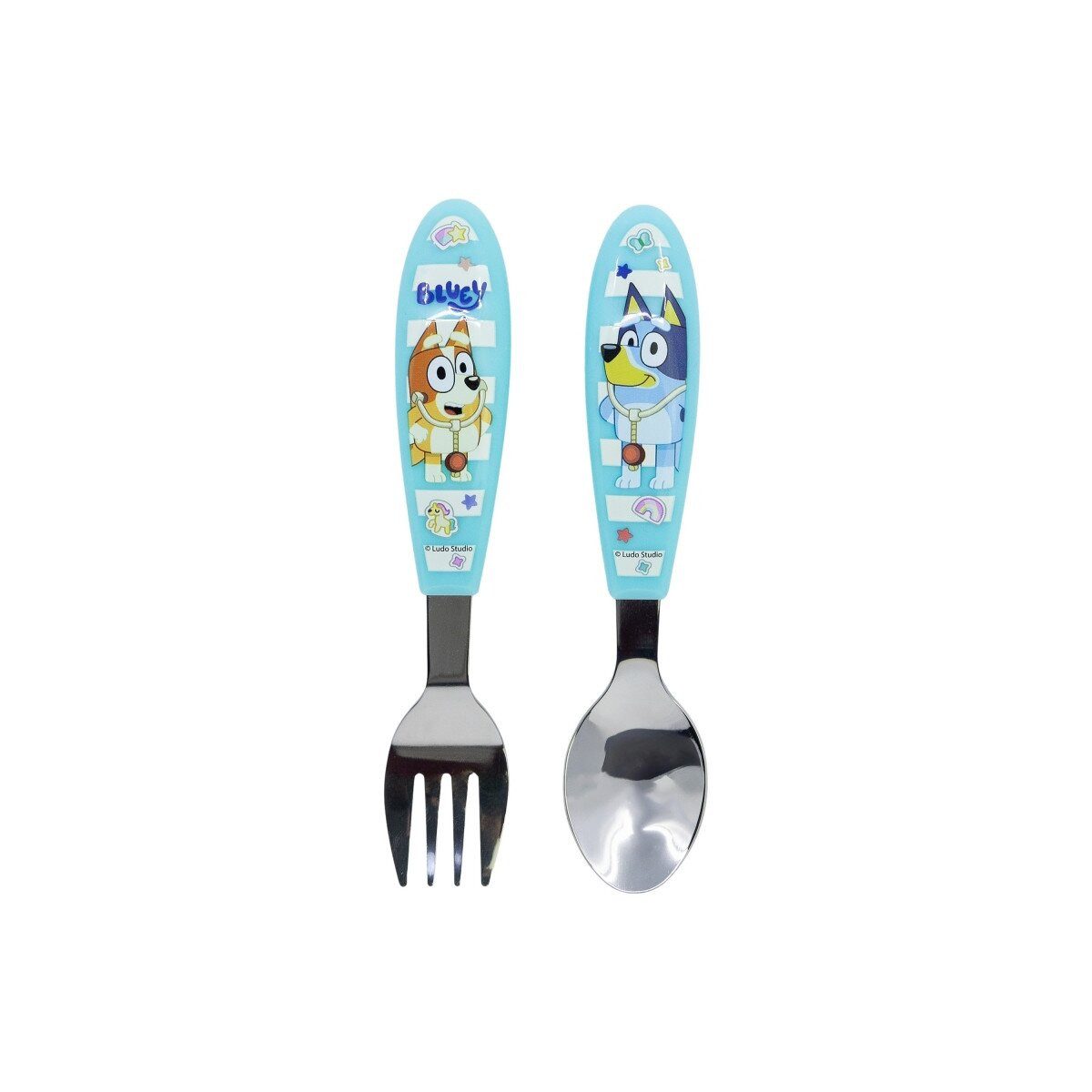 Bluey Kinderbesteck Bluey Yummy Metall-Ergo-Besteckset, 2-tlg. (2-tlg), Edelstahl – Bild 2 von 3