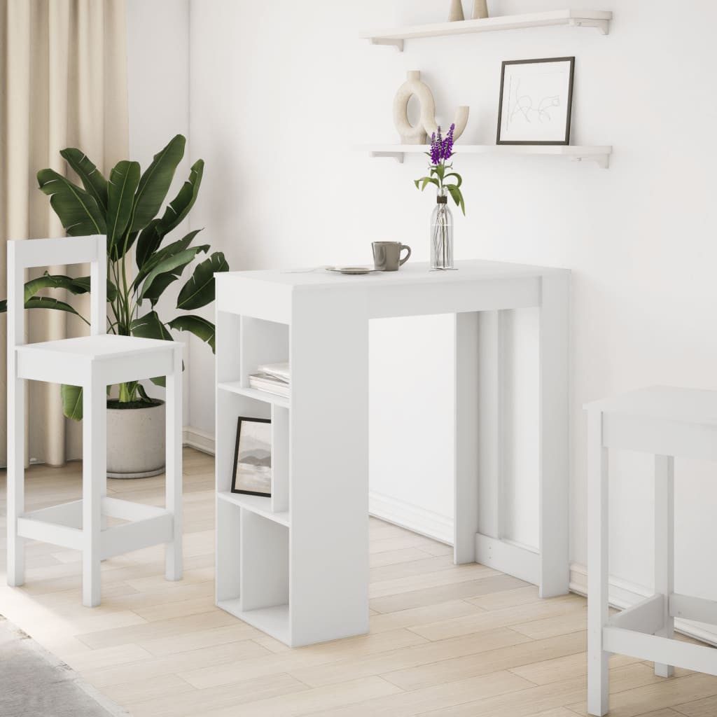 vidaXL Esstisch Bartisch mit Regal Weiß günstig online kaufen