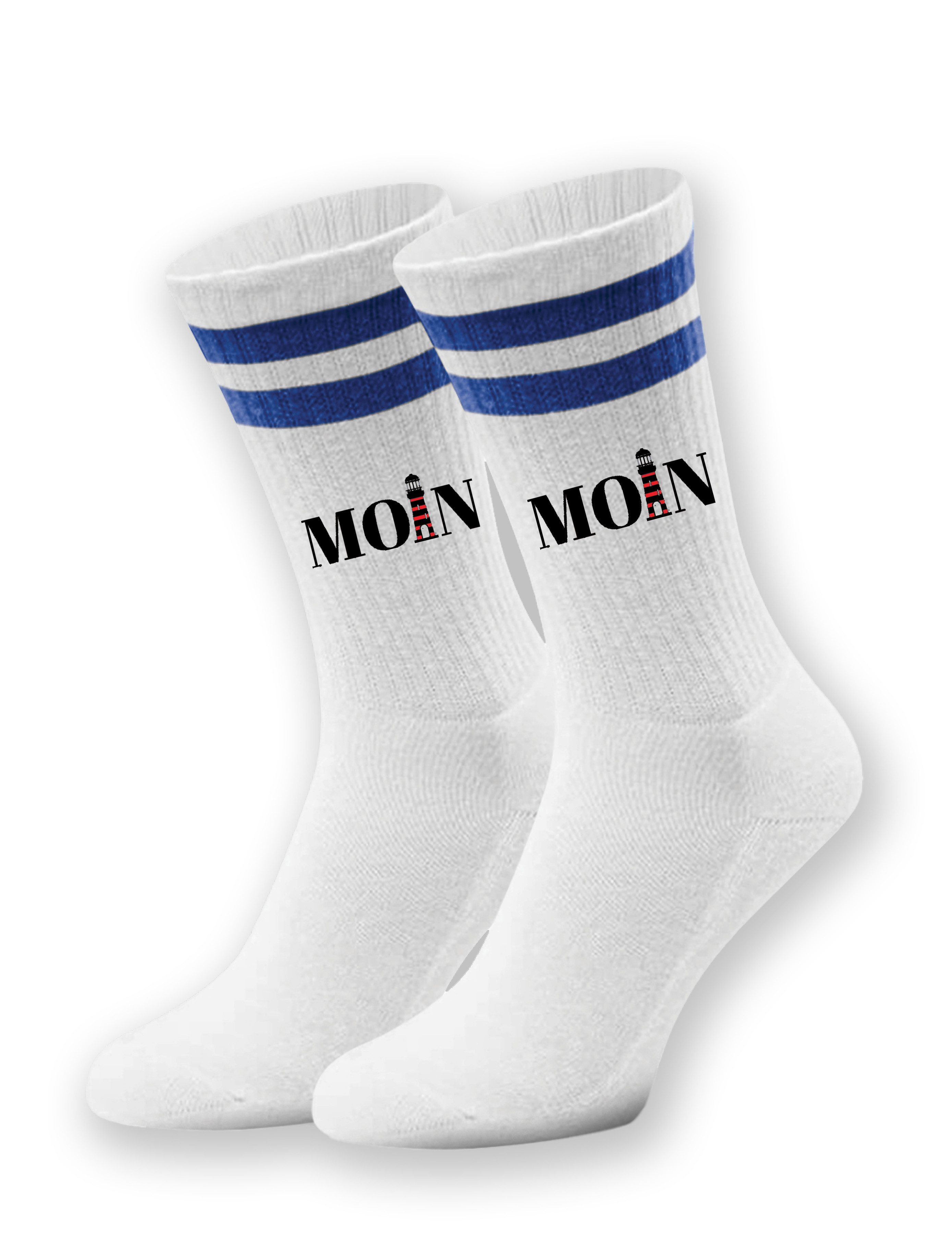 Tennissocken Unisex Socken "Moin Leuchtturm" Aufdruck lustig Geschenk Statement