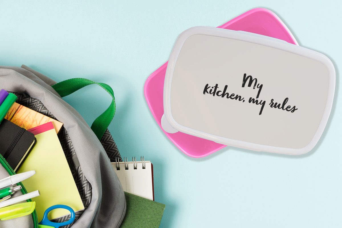 MuchoWow Meine (2-tlg), -, - Küche, Sprichwörter Kunststoff, Regeln - rosa für Kinder, Brotbox - Mädchen, Kunststoff Erwachsene, Lunchbox Zitate meine Snackbox, Kulinarisches Brotdose