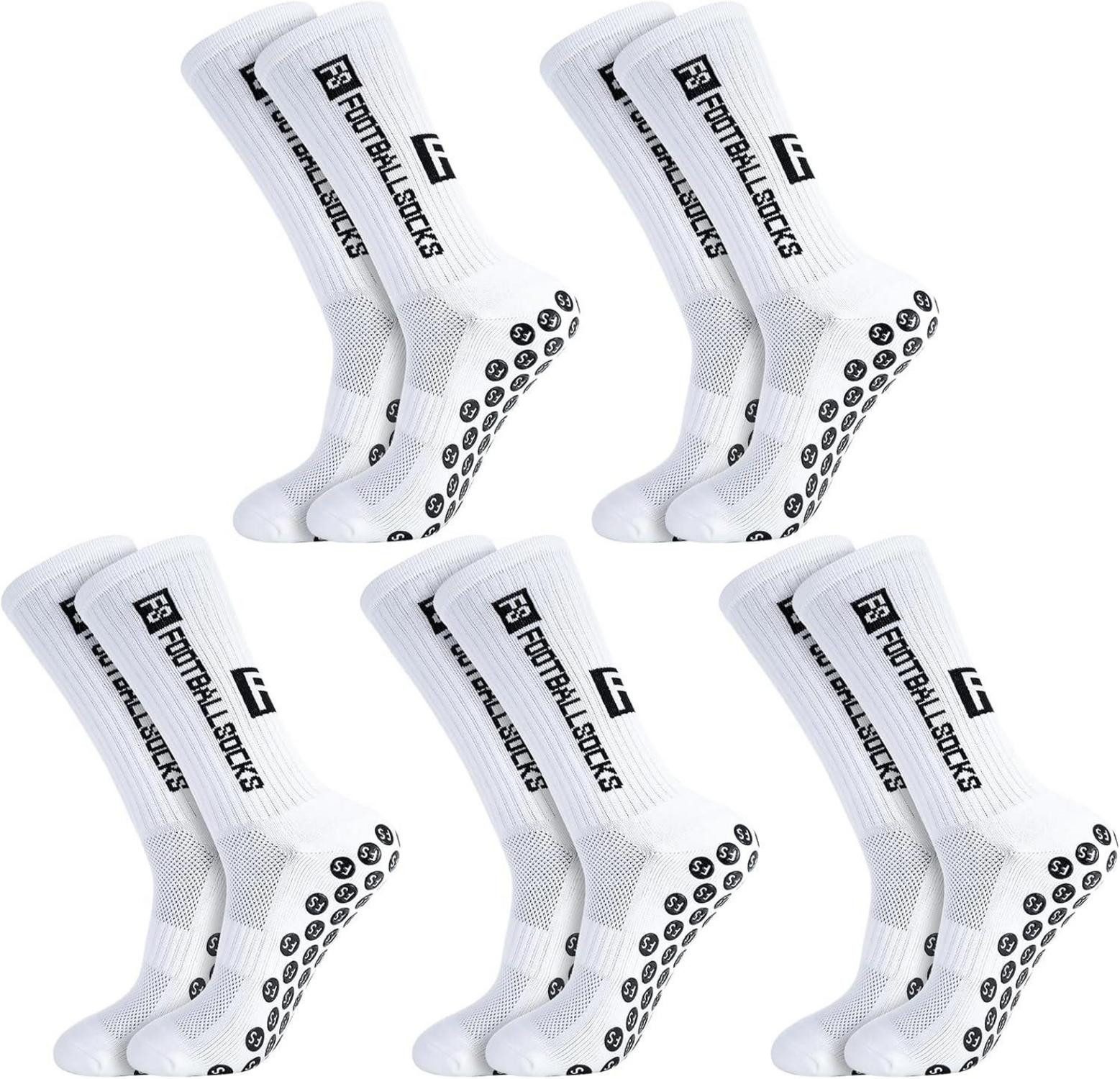 Fußballtor 5 Paare Fußball Socken 39-46 Anti Rutsch Grip Sportsocken Herren Damen