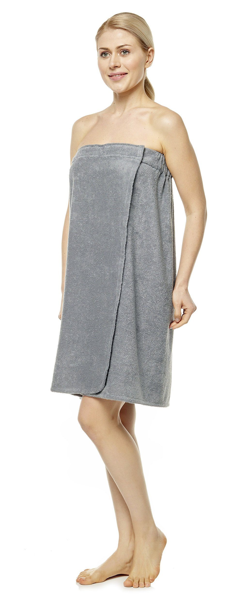 Arus Kilt Saunakilt Damen – knielang mit Gummizug & Klett, für Wellness & Spa, 100% Baumwolle, Gummizug, Tasche, Klettverschluss, mit Gummizug und Klettverschluss, knielang, 100% BIO-Baumwolle