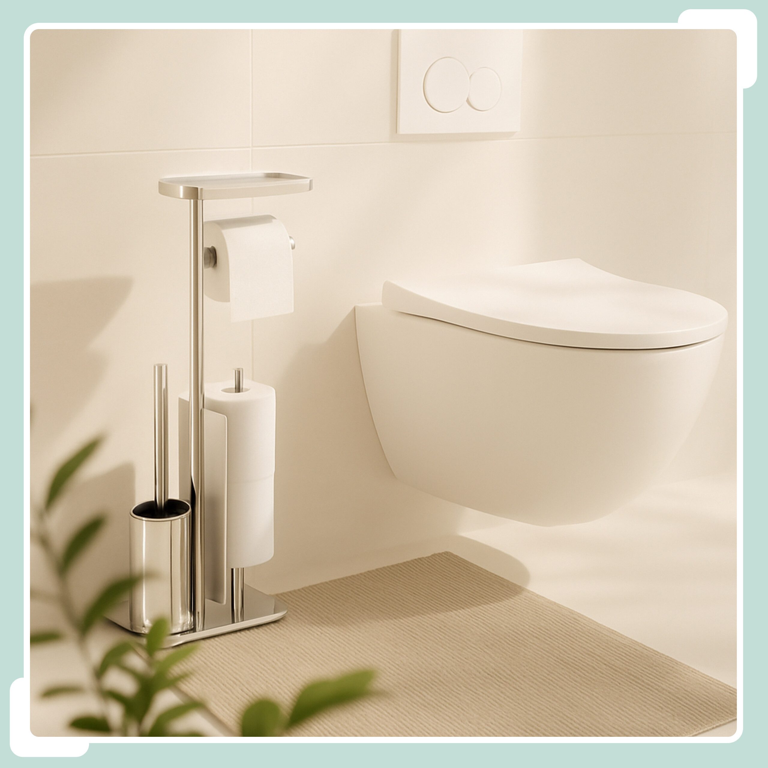 relaxdays WC-Garnitur Edelstahl mit Ablage, silber günstig online kaufen