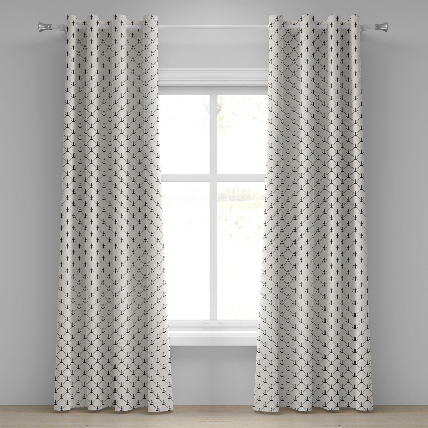 Gardine Dekorative 2-Panel-Fenstervorhänge für Schlafzimmer Wohnzimmer, Abakuhaus, Anker Abstrakte Retro Segeln