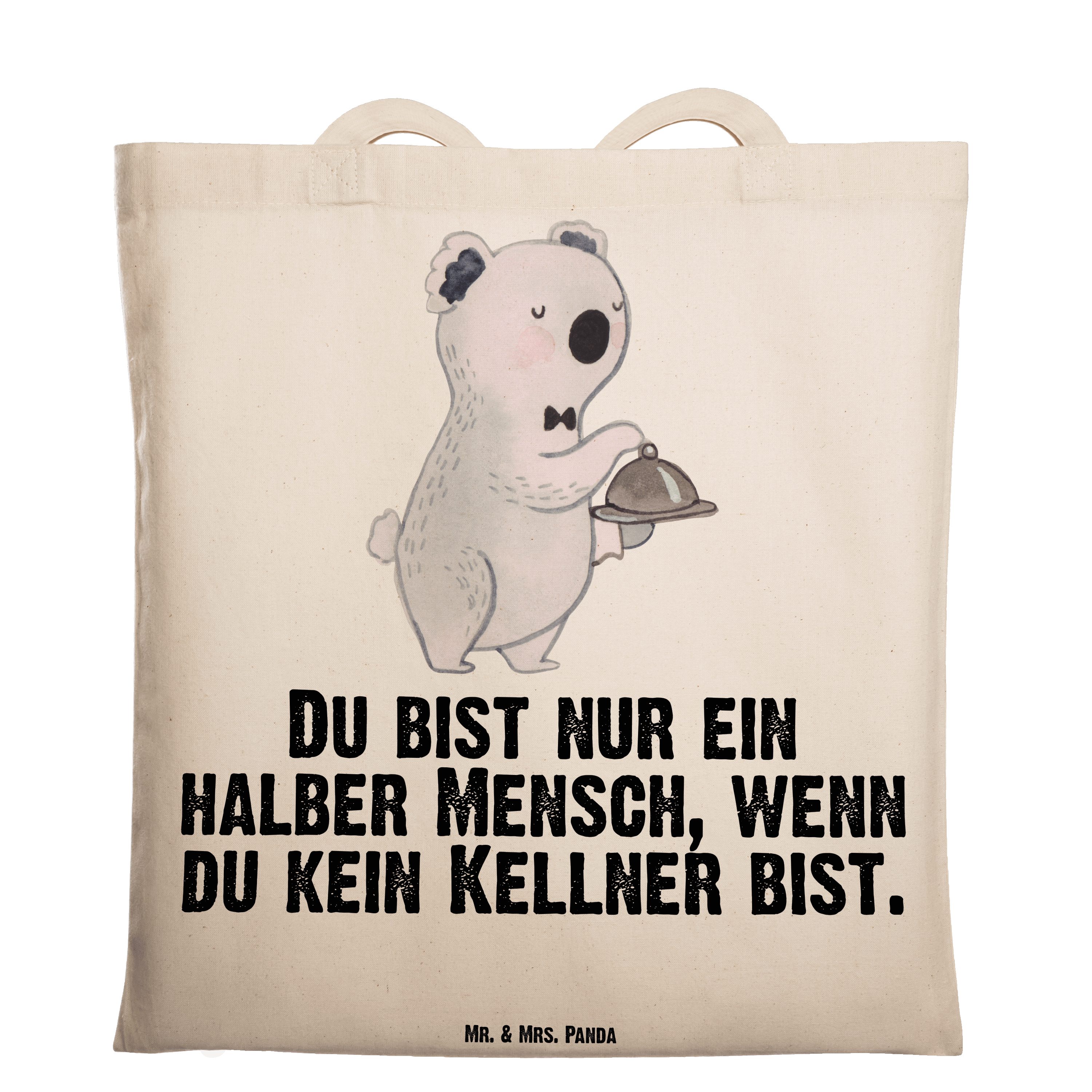 Beutel, Resta Kellner & Mr. Panda - Herz Transparent (1-tlg) Mrs. - Geschenk, Tragetasche mit Stoffbeutel,