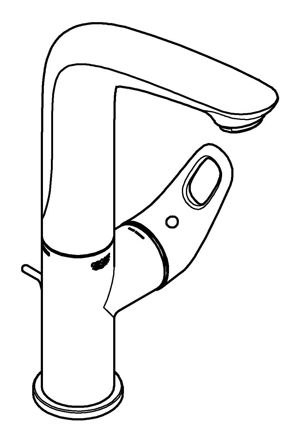 Einhand L-Size Zugstangen-Ablaufgarnitur Grohe offener Chrom Waschtischarmatur - mit Eurostyle Hebel