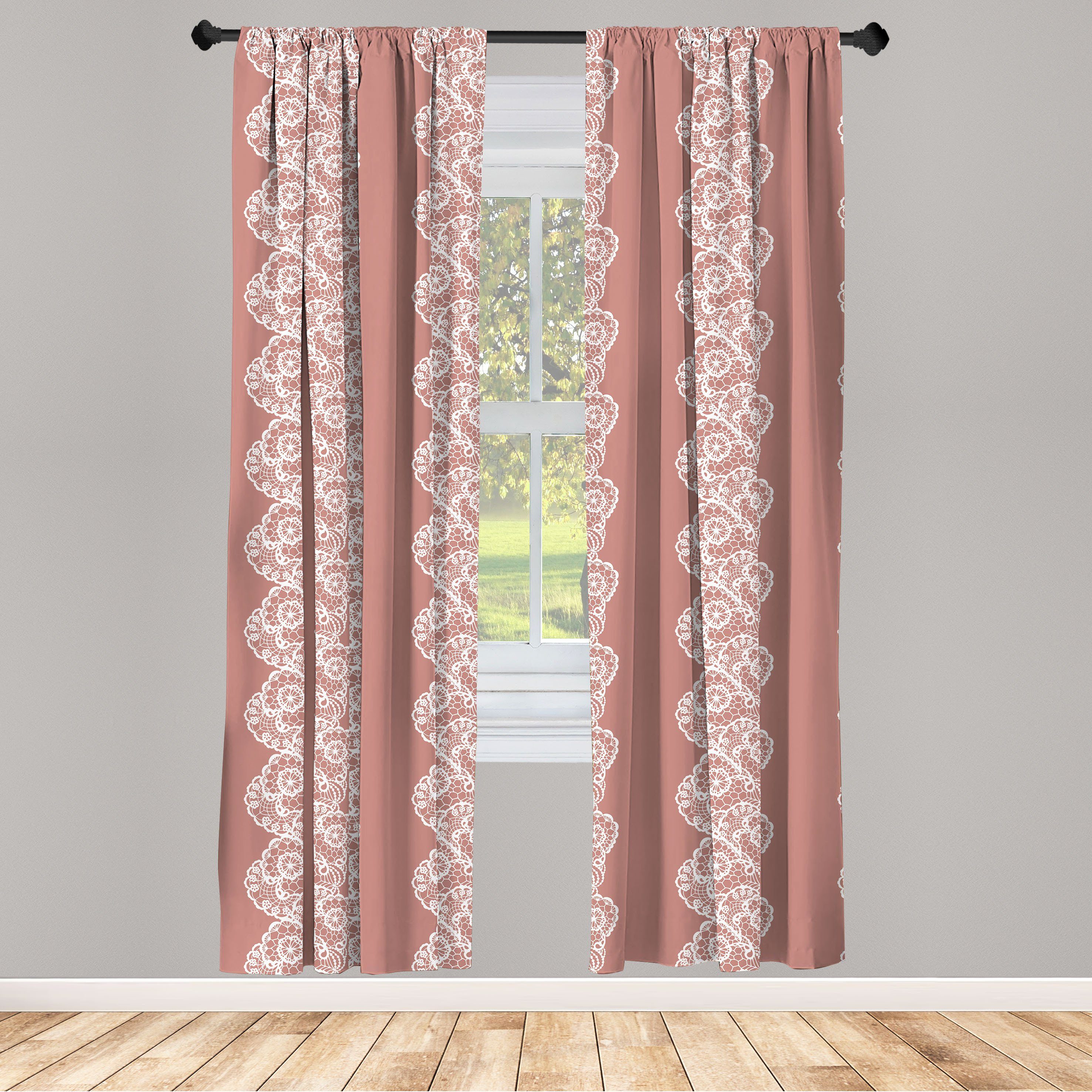 Gardine Vorhang für Wohnzimmer Schlafzimmer Dekor, Abakuhaus, Microfaser, Jahrgang Weiß Lacy Romantisches Crochet