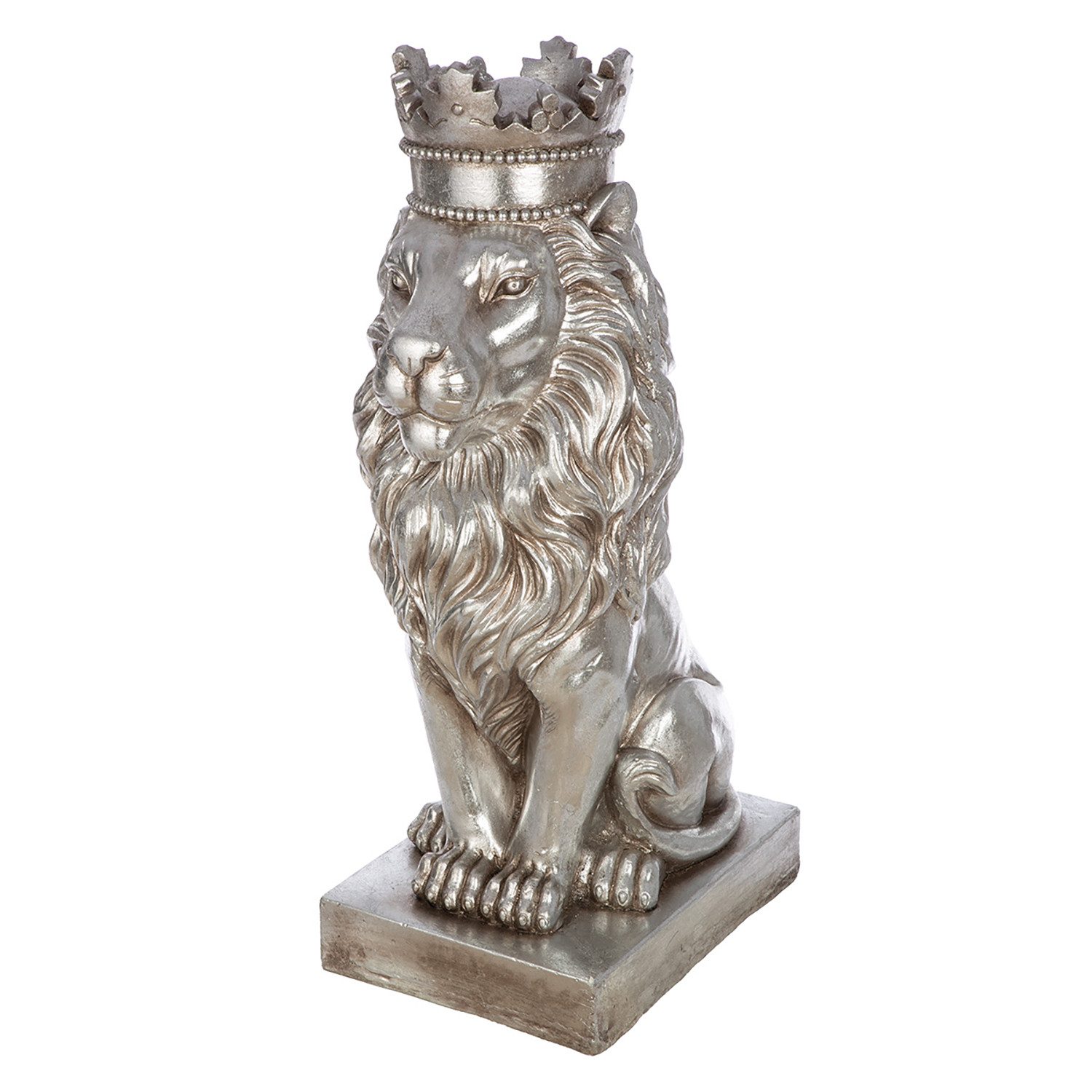 GILDE Skulptur LÖWE Skulptur - Höhe 70 cm - silber aus Magnesia - Dekoration - Garten (1x Löwenskulptur, Figur - Wohnaccessoires), moderne Skulptur - Deko - Schlafzimmer - Wohnzimmer