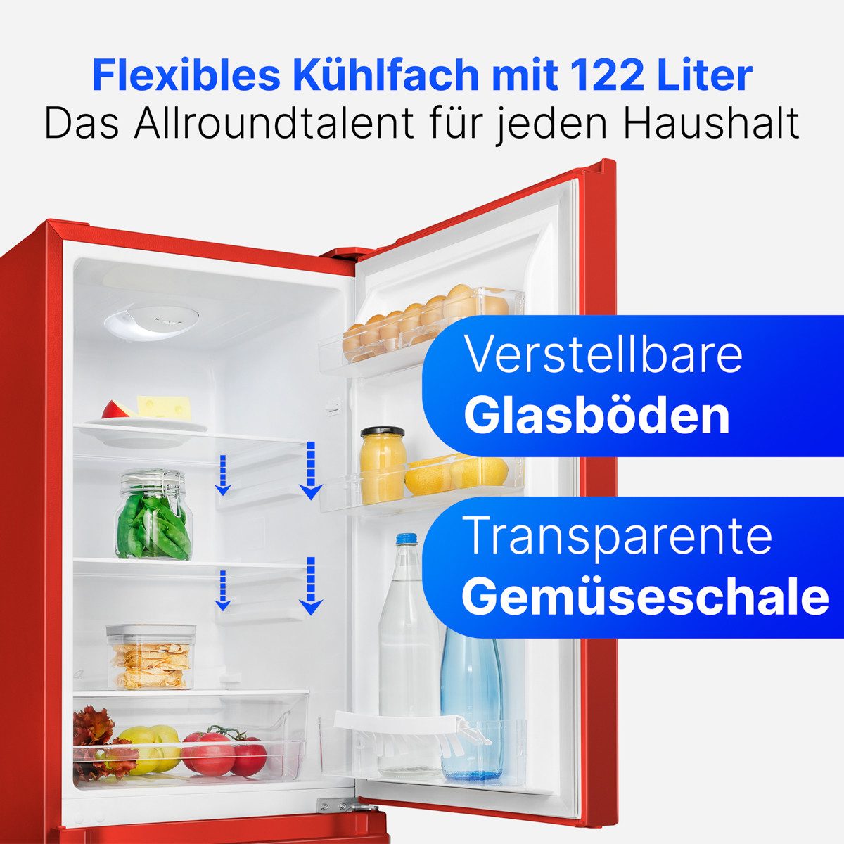 BOMANN Kühl-/Gefrierkombination KG 320.2 rot, 143 cm hoch, 49.5 cm breit, 143cm Kühl-/Gefrierkombination, Energieklasse E