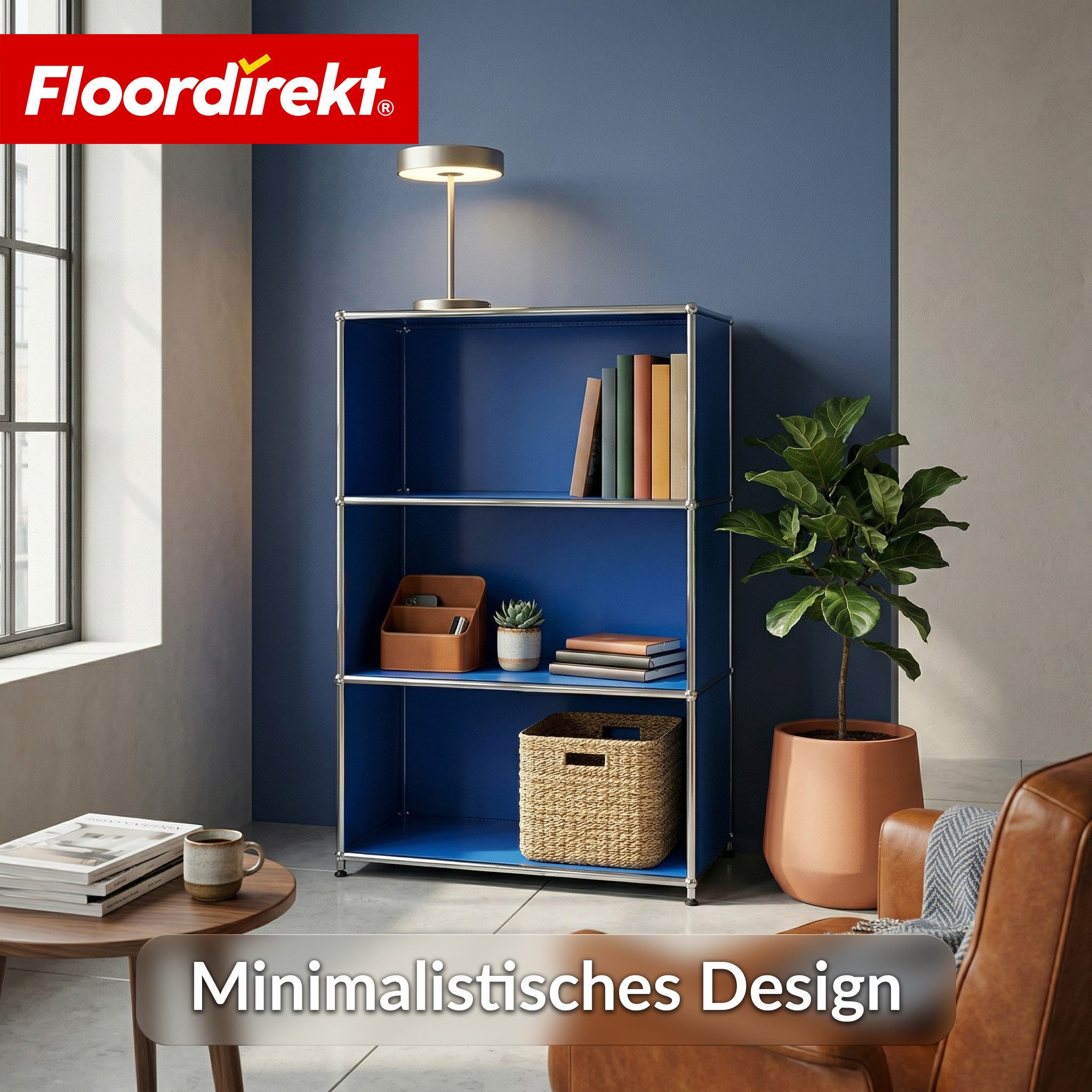 Floordirekt Bücherregal Metall Concept Epure MK-101 Standregal mit Seitenwänden, 4 Ablagen, B75×T40×H120 cm