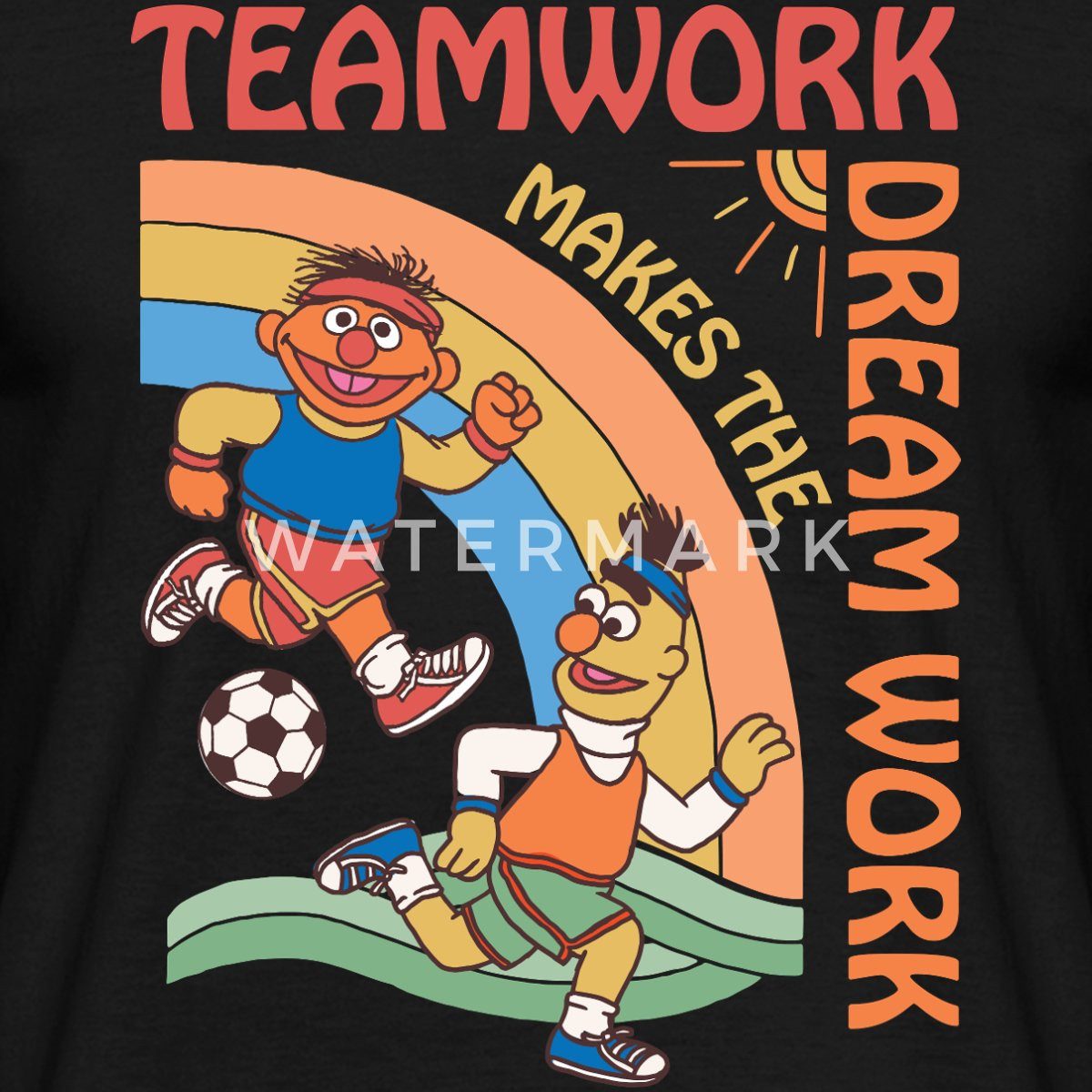 Spreadshirt T-Shirt Sesamstraße Teamwork Makes The Dream Work Männer T-Shirt (1-tlg)