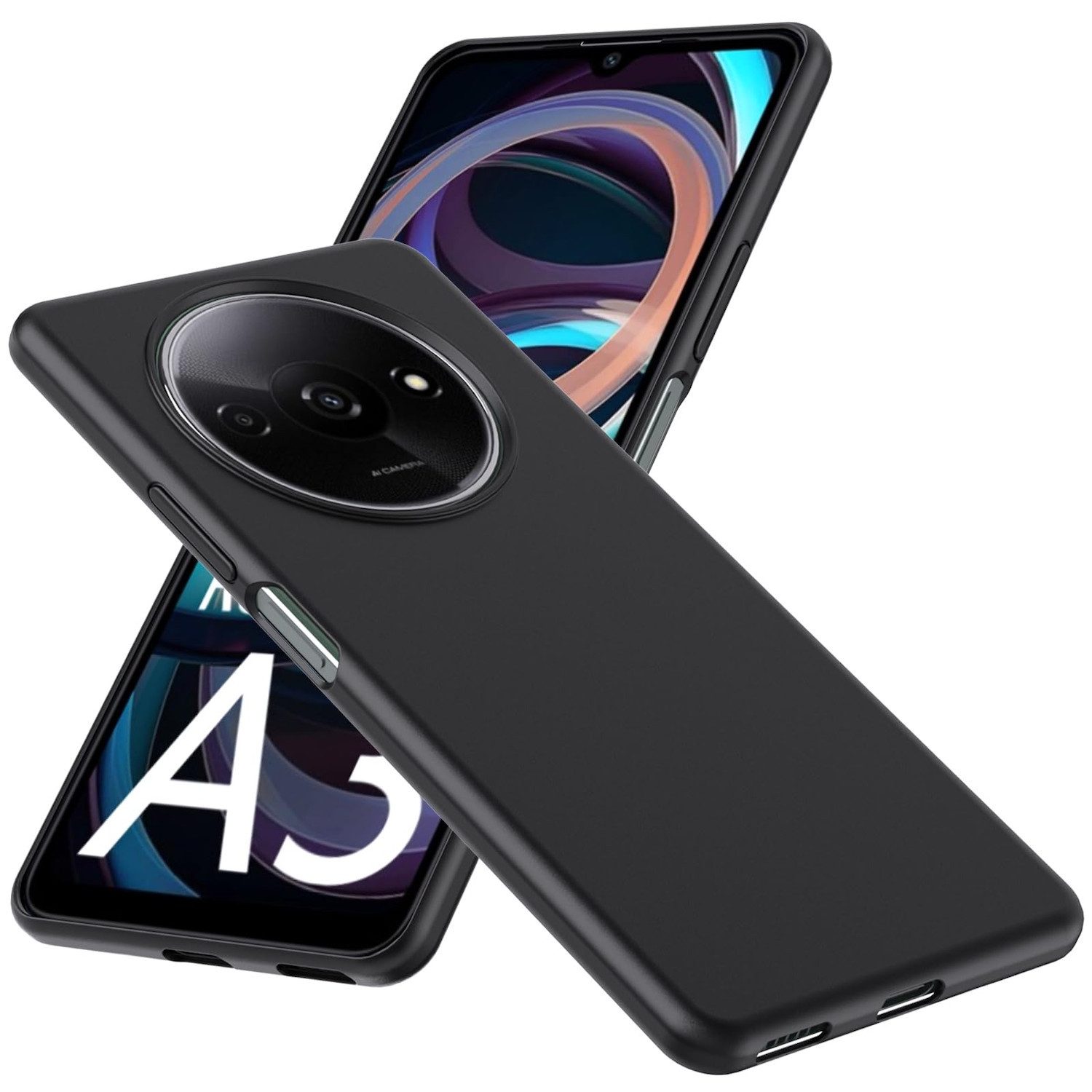 Wigento Handyhülle Für Xiaomi Redmi A3 Silikon Schutz Schwarz Hülle Cover Case TPU dünn