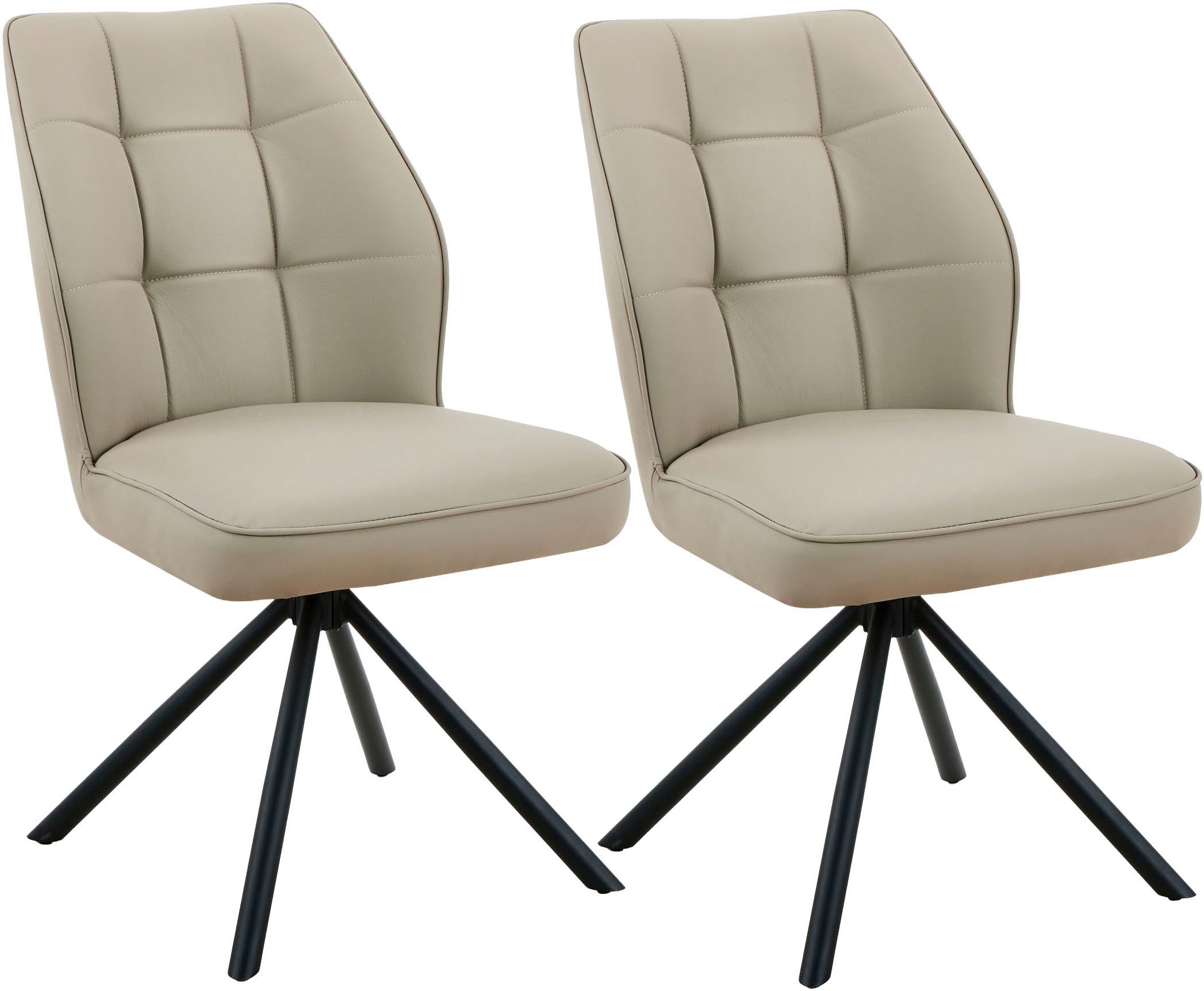 HELA 4-Fußstuhl BRAGA (Set, 2 St), XL Sitzbreite, 360° drehbar mit Auto-Return, Echtleder