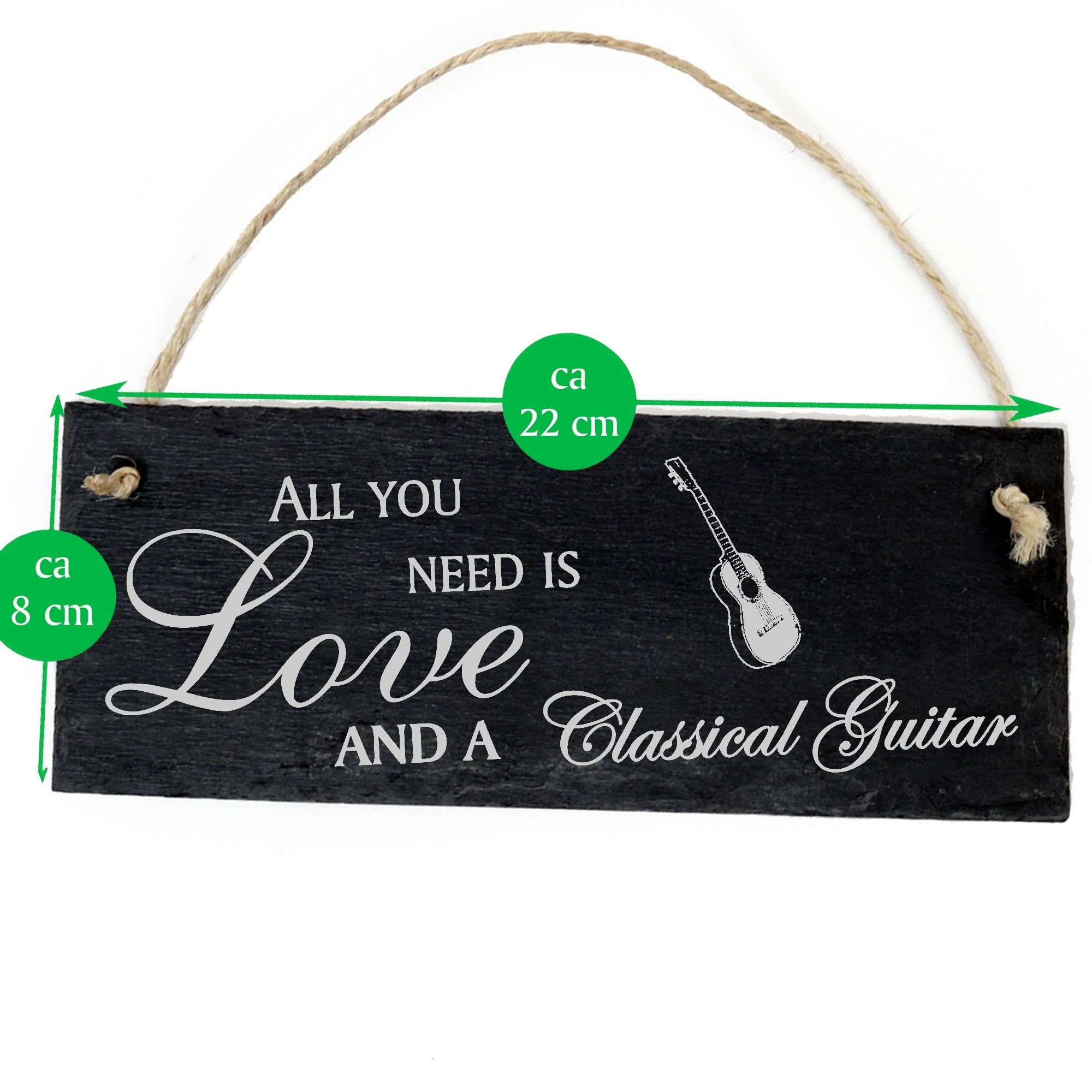 a Guitar Dekolando Classical 22x8cm and All Hängedekoration need you is Love Konzertgitarre