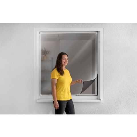 SCHELLENBERG Insektenschutz-Fensterrahmen Magnetrahmen mit reflektierendem Gewebe für Fenster, Insektenschutz Reflection, kürzbar, 100 x 120 cm, weiß, 50742