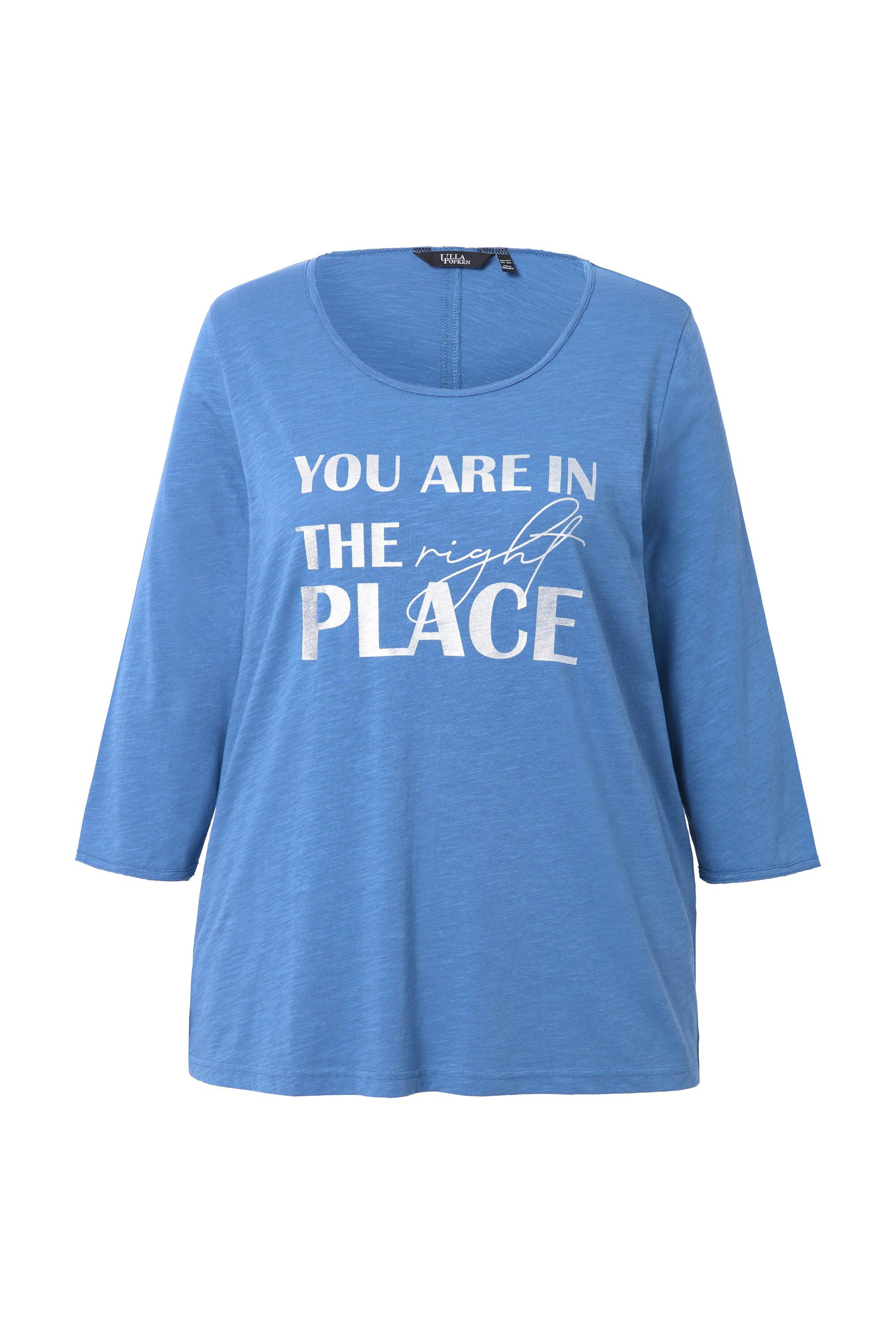 Ulla Popken T-Shirt Shirt Metallic-Schriftmotiv A-Linie günstig online kaufen