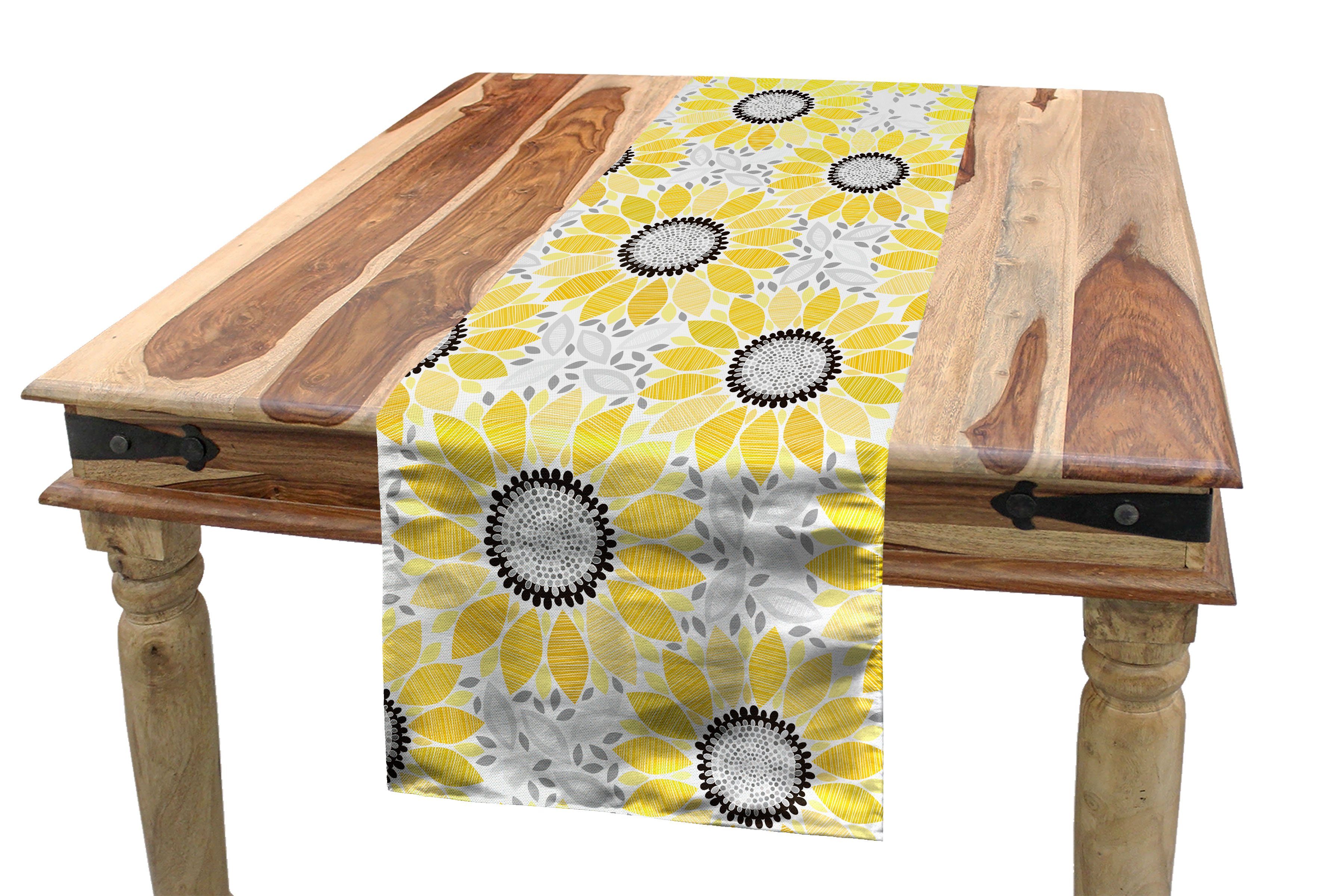 Tischläufer Rechteckiger Abakuhaus Küche Esszimmer Dekorativer Tischläufer, Sun-Blumen-Natur-Kunst Gelb