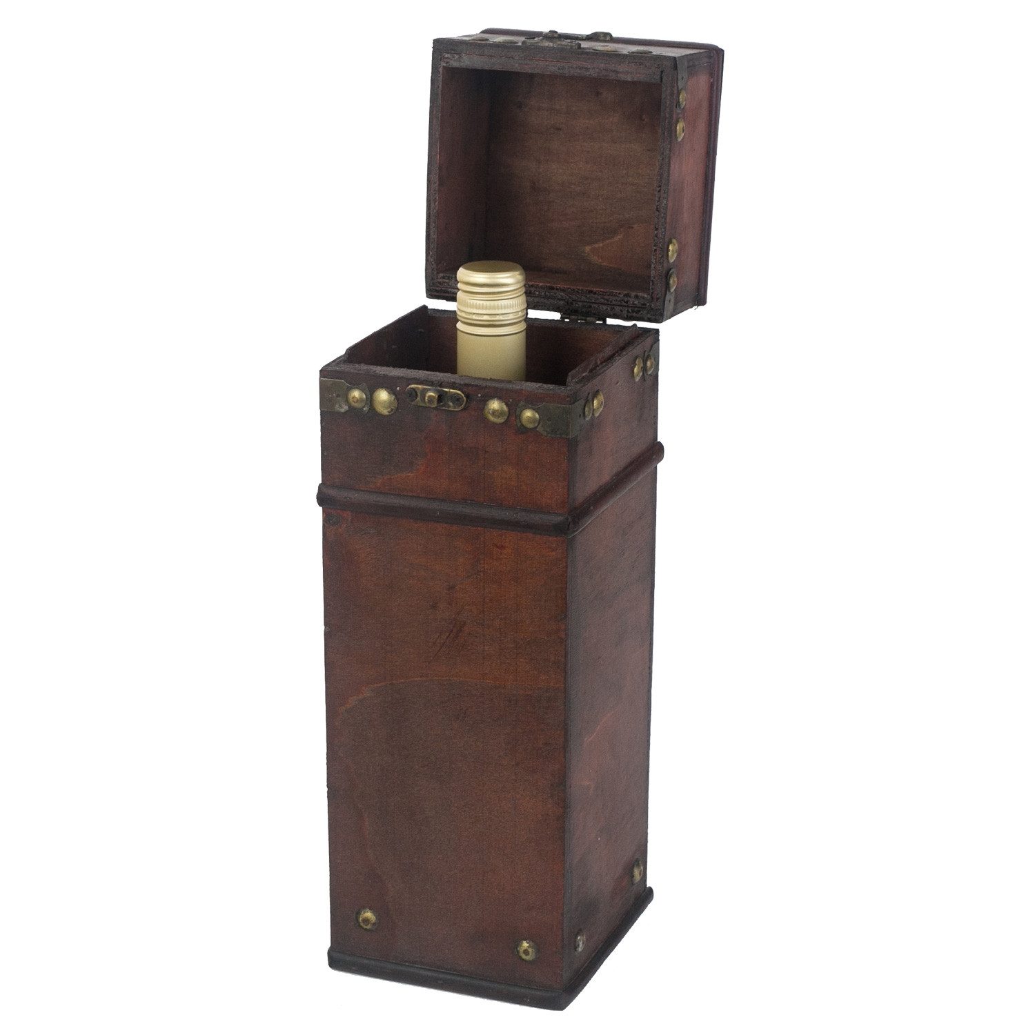 HMF Geschenkbox Vintage Weinbox, Geschenkkiste für besondere Anlässe, Deko Geschenk aus Holz für 1 Weinflasche, Hochformat, Frankreich