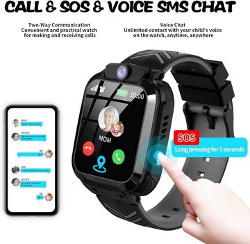 JUBUNRER Fur Jungen Mädchen 3-12 Jahre Kindergeschenke Smartwatch, mit Telefon Wasserdicht IP68 GPS Tracker SOS HD Photo Wecker