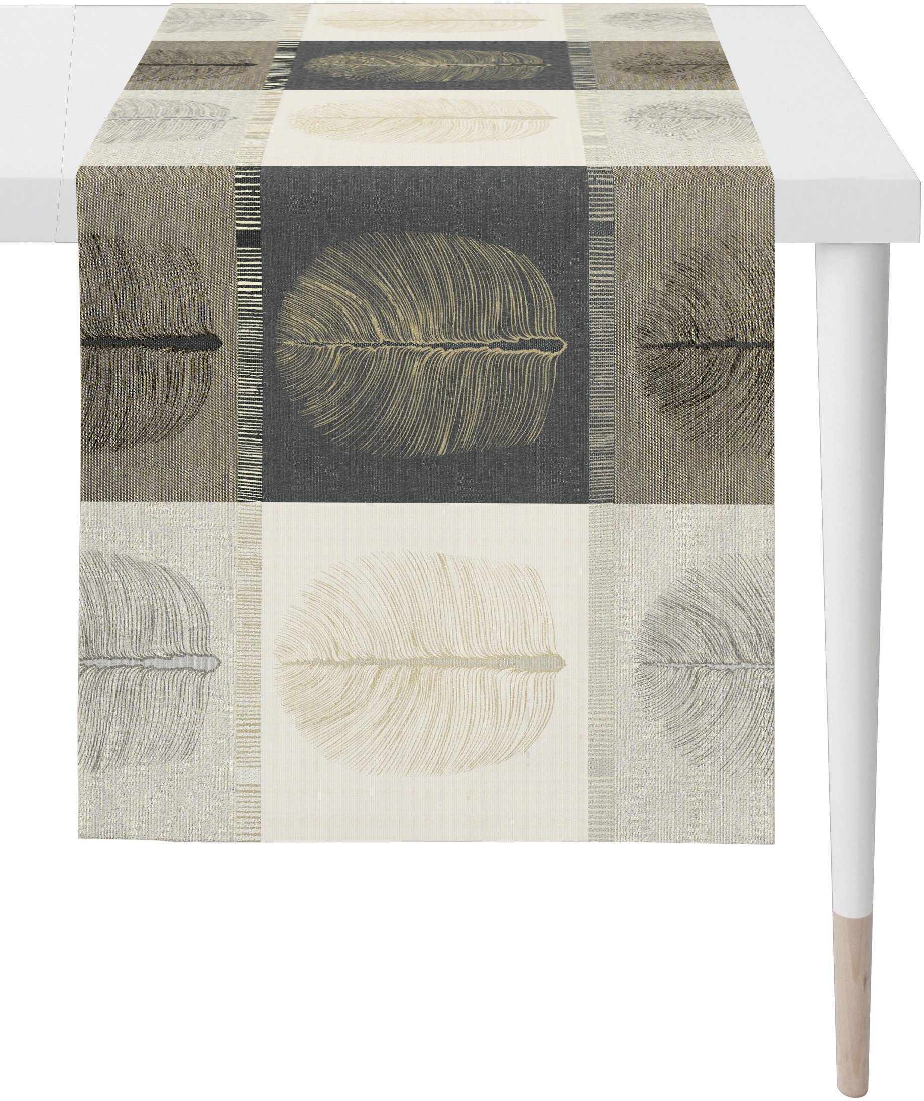 STYLE APELT taupe/braun/natur Tischläufer Vito, (1-tlg), LOFT Jacquardgewebe