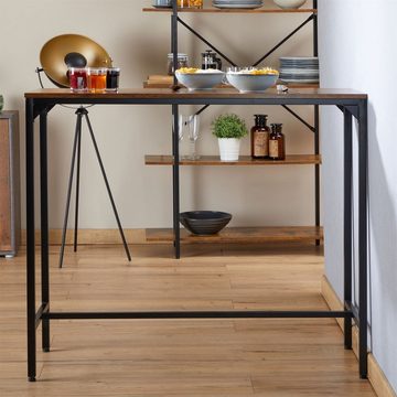 CARO-Möbel Säulen-Esstisch BRAGA, Bartisch aus Metall in schwarz und MDF in braun Industrial Style Konso