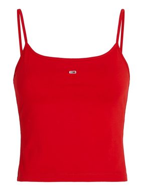 Tommy Jeans Spaghettitop Crop Essential Strap Tank Top, kurz mit verstellbaren Spaghettiträgern Marken Logo