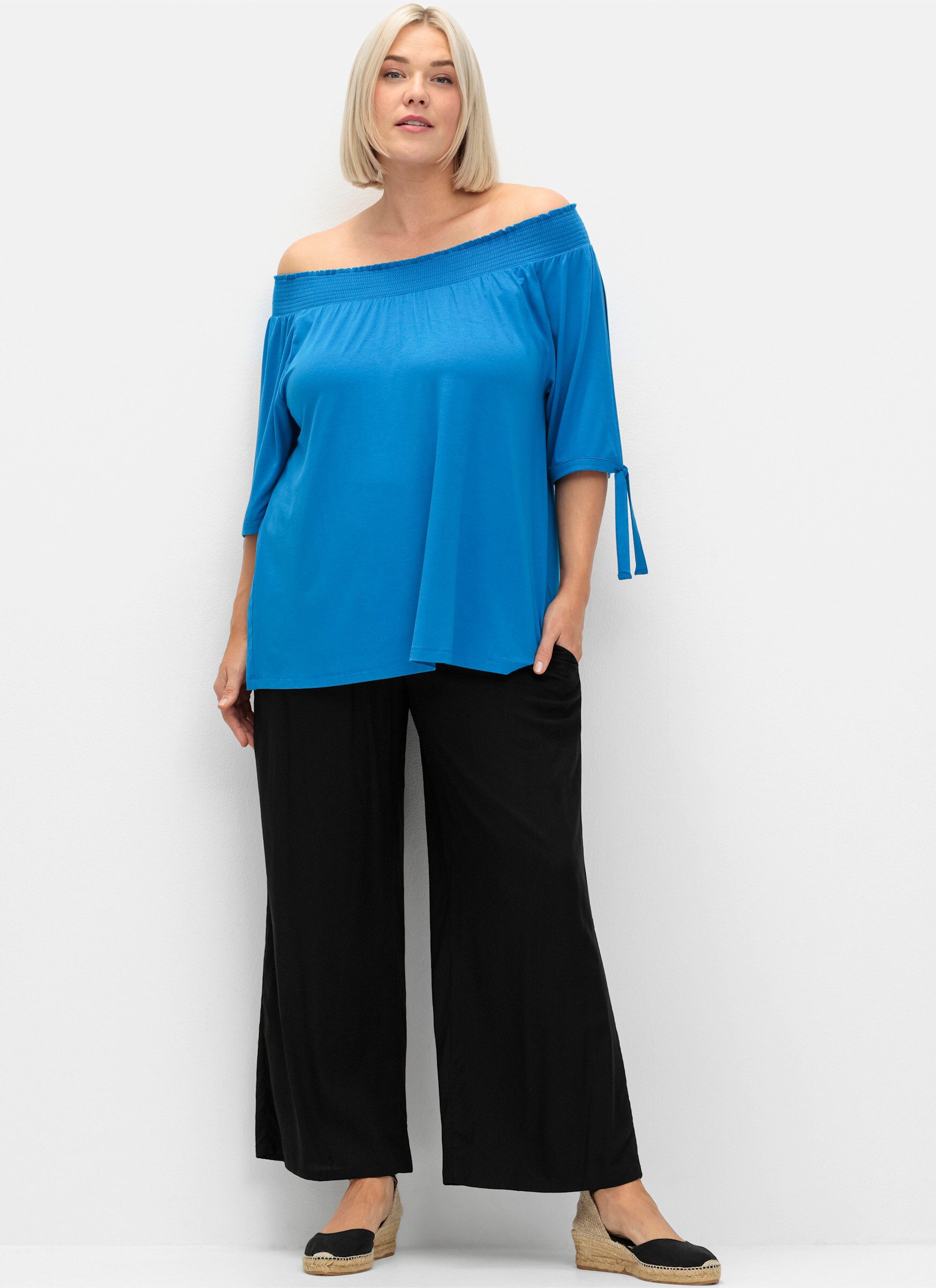 Sheego T-Shirt Carmenshirt . mit Smokeinsatz günstig online kaufen