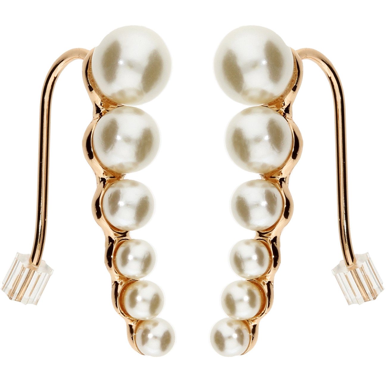 Valentinstagsgeschenk LÖB Ohrklemme 18K Roségold vergoldet Ohrklemme Perlen Bogen Ohrringe Ohrkletterer (Geschenke für Frauen Beste Freundin Mutter Ma