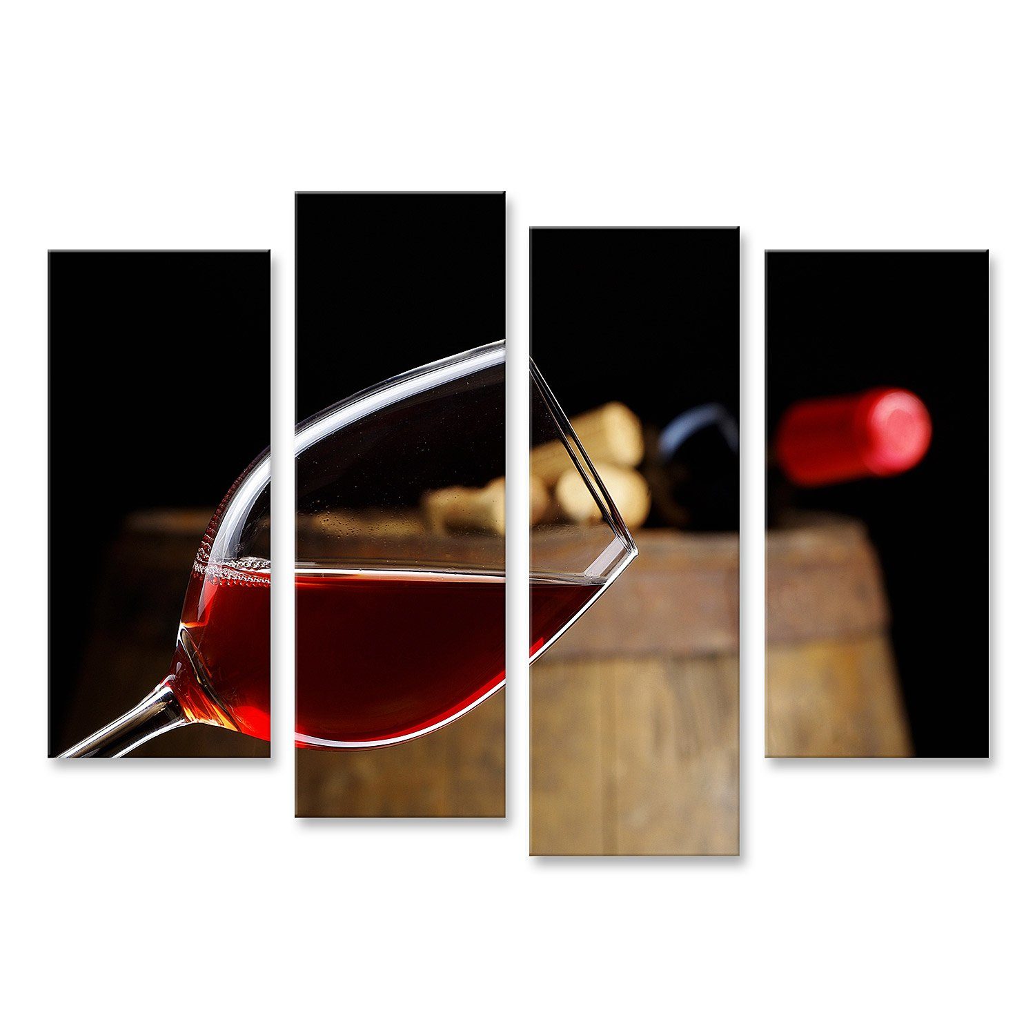 Leinwandbild Bild auf Leinwand Glas Wein Mit Fass Wandbild Leinwandbild Wand Bilde