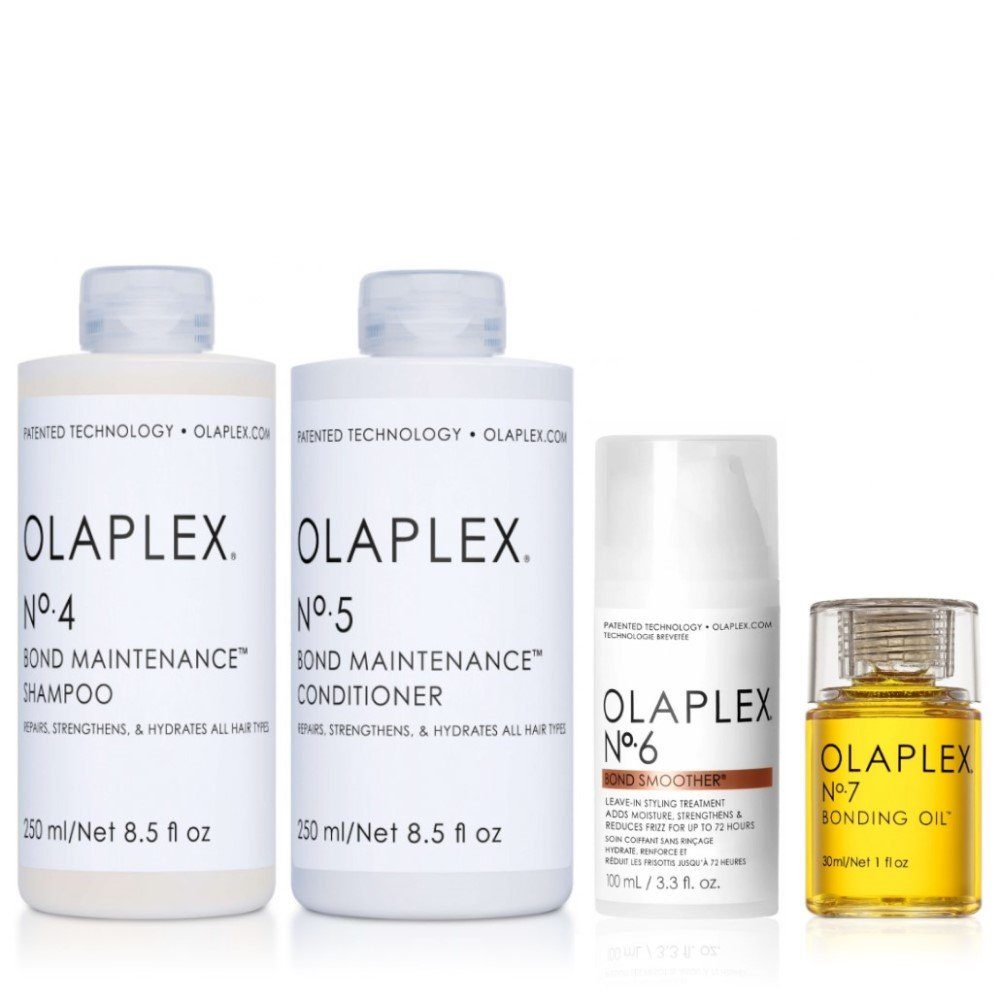 Olaplex Haarpflege-Set Olaplex Set - Shampoo No. 4 + Conditioner No. 5 + Bond Smoother No.6 + Bonding Oil No.7