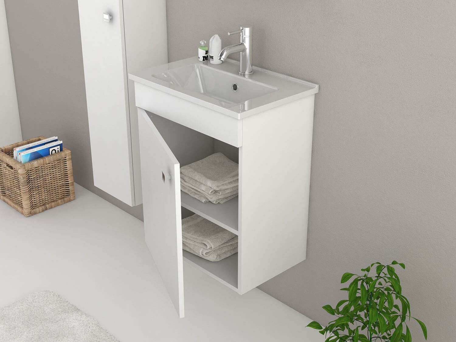 SIEPER Waschtisch-Set Waschtischunterschrank Nelma - 55 cm breit - Weiß, (2-St)