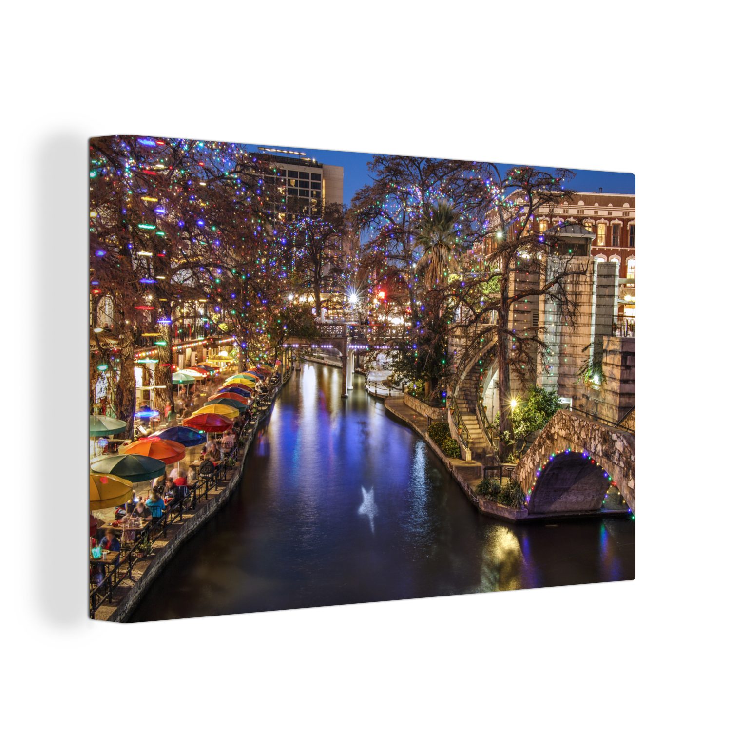 OneMillionCanvasses® Leinwandbild Texas - Stadt - Fluss, (1 St), Wandbild Leinwandbilder, Aufhängefertig, Wanddeko, 30x20 cm