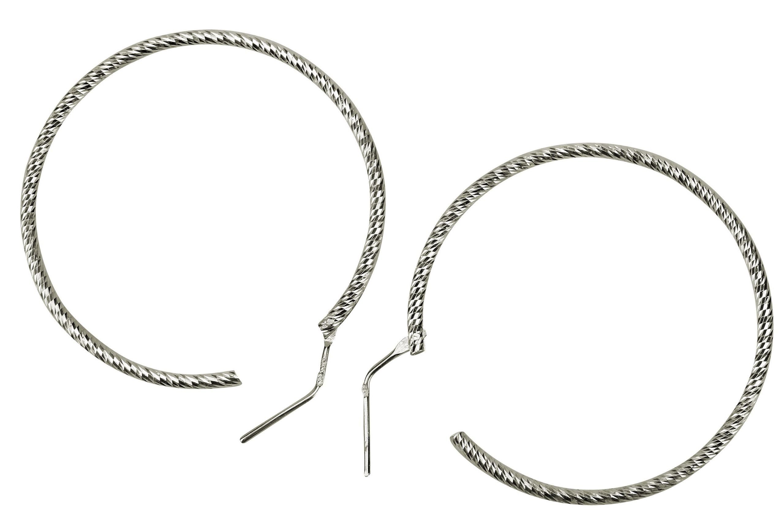 SILBERMOOS Paar Creolen Diamantierte Creolen L, 925 Sterling Silber