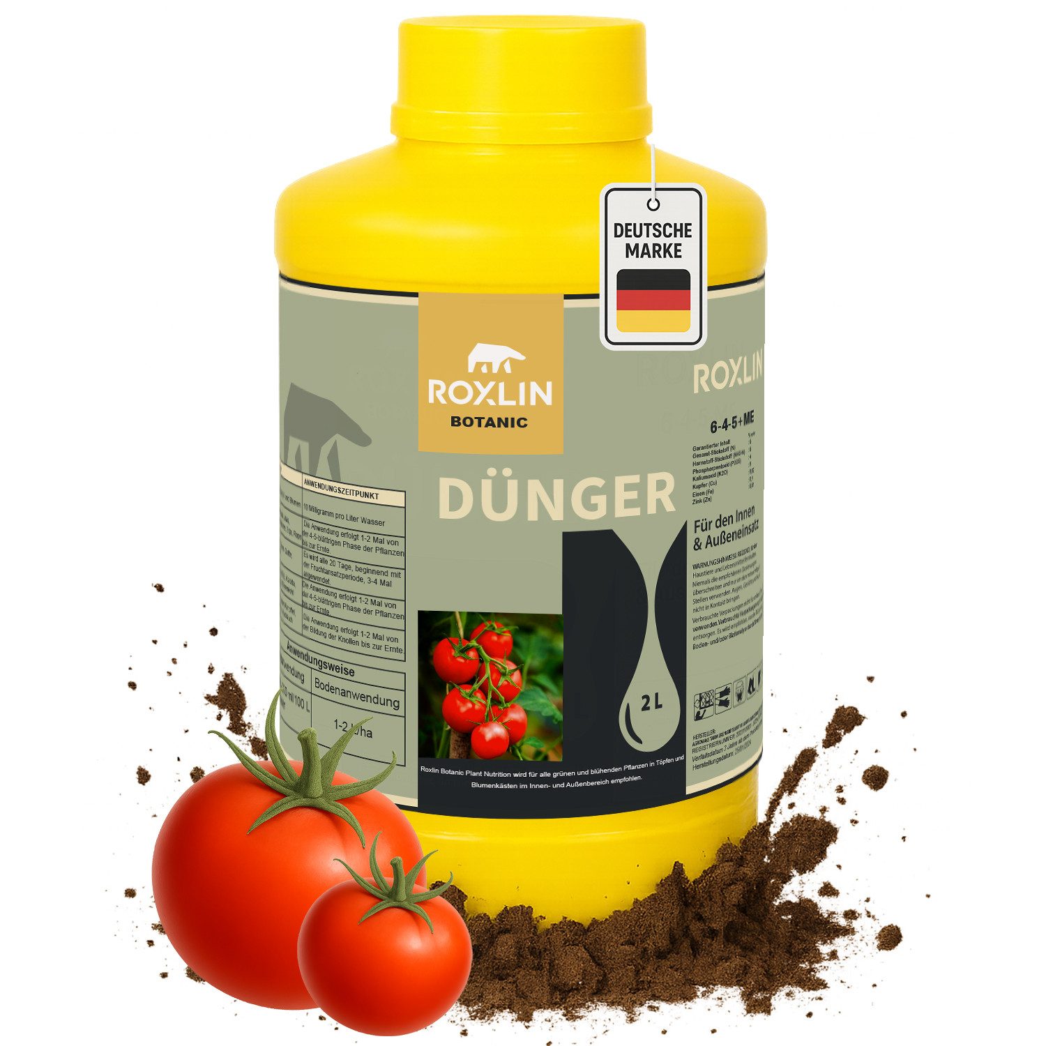 Roxlin Gartendünger Dünger 2L – Universeller Flüssigdünger für Gemüse & Blumen, Tomato