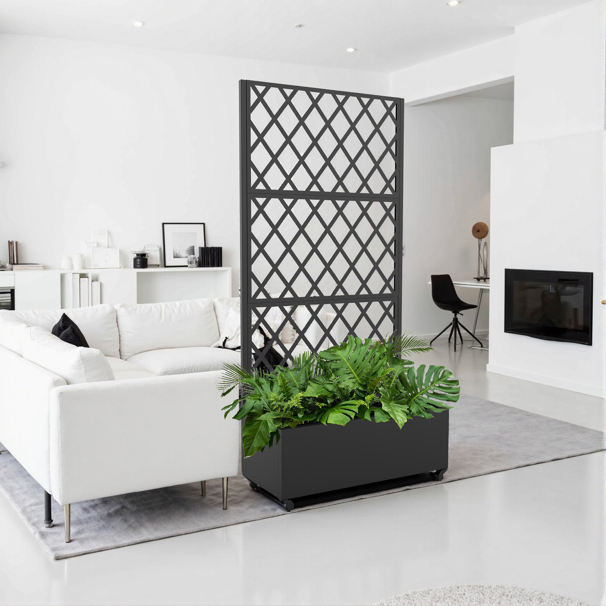 casa.pro Blumenkasten, mit Trennwand »Malja« Rankhilfe Stahl 190x82x38 cm Schwarz