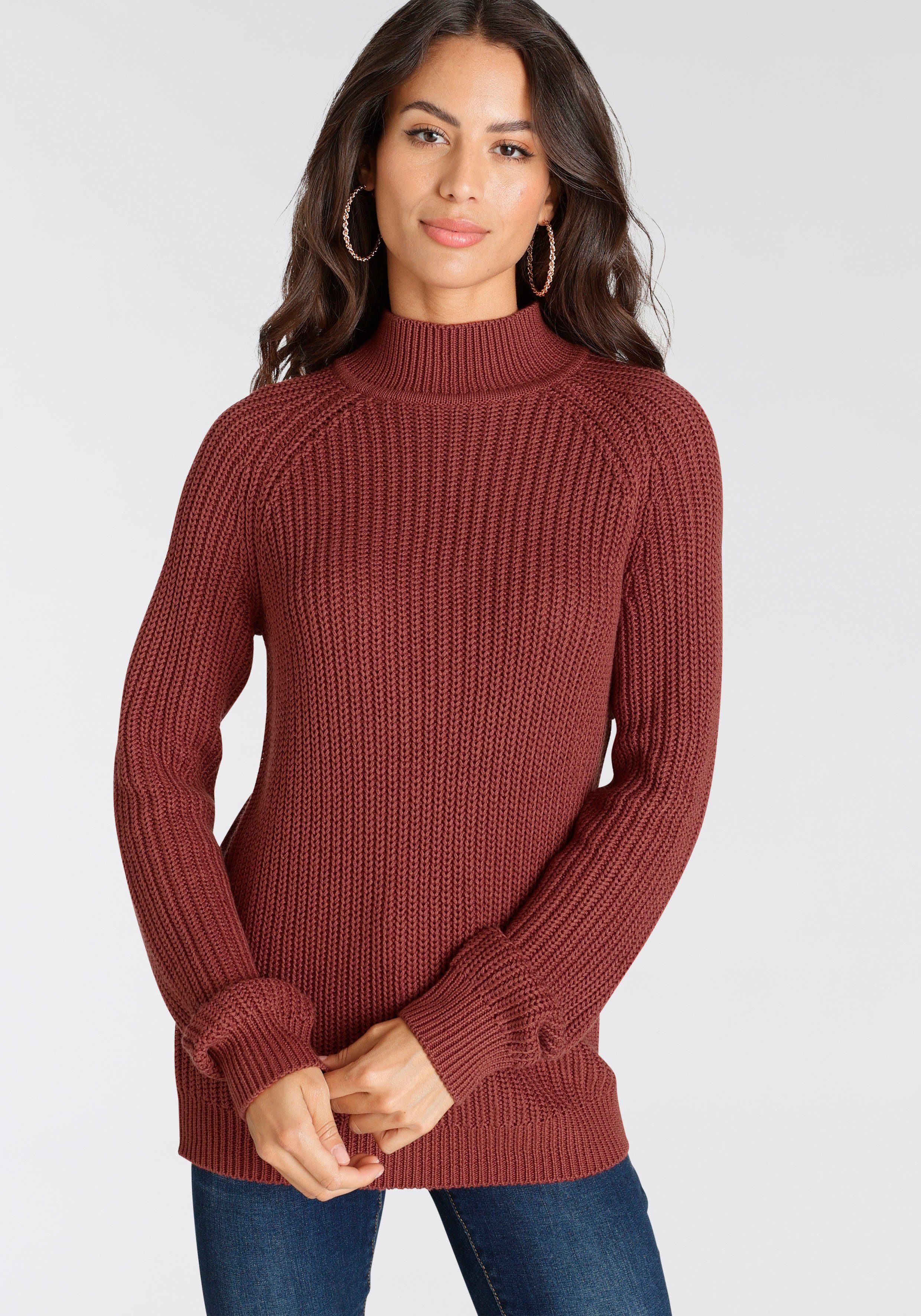 Laura Scott Strickpullover aus Grobstrick mit Stehkragen günstig online kaufen