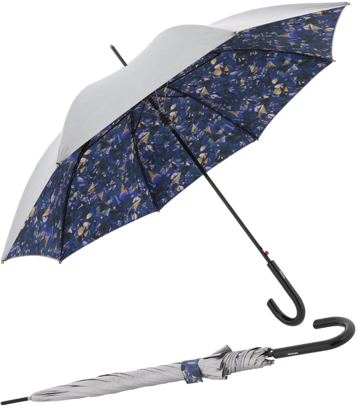 Knirps® Langregenschirm großer, leichter Schirm für Damen mit Automatik, mit UV- und Hitzeschutz - Feel lapis
