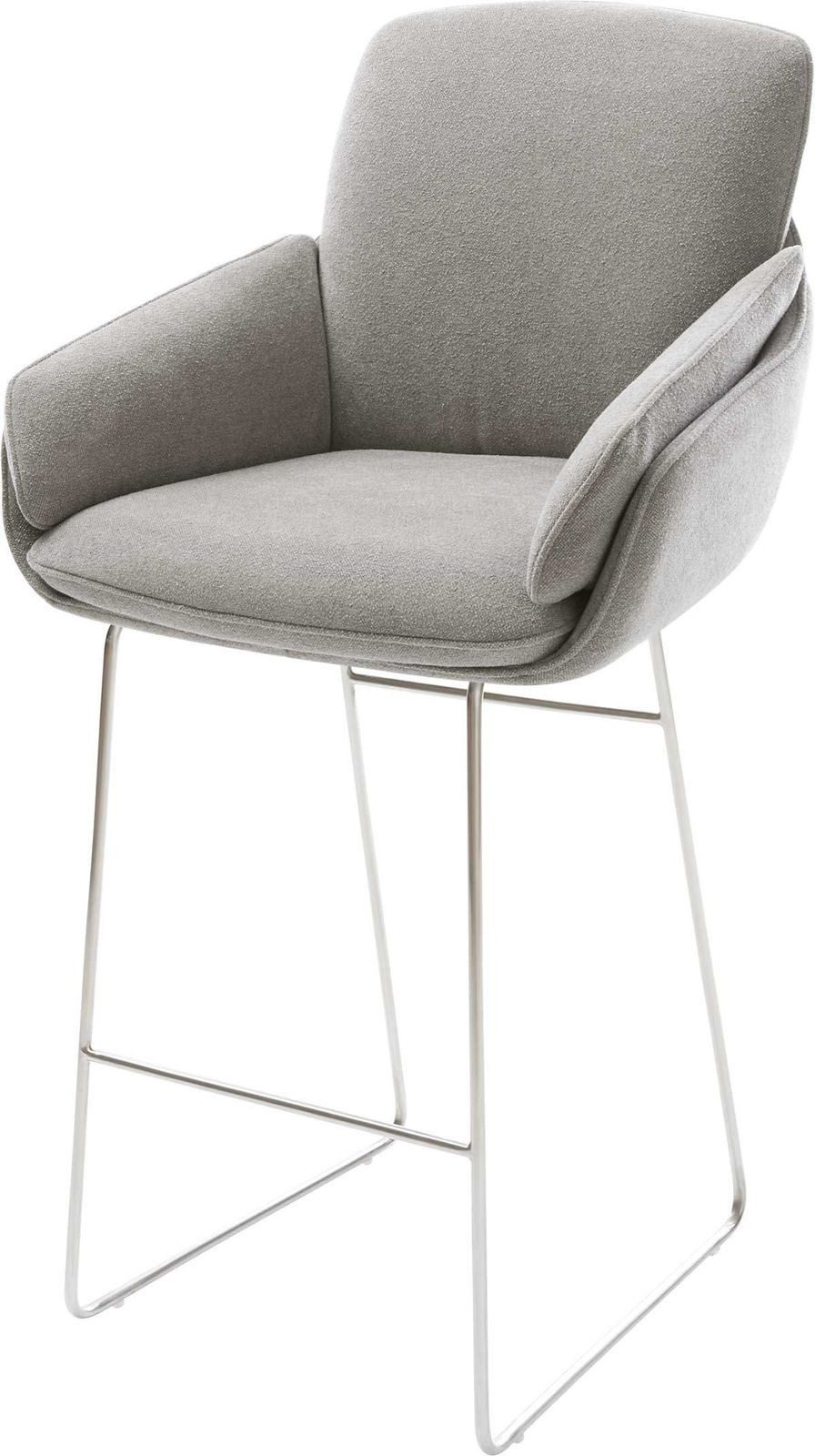 DELIFE Barhocker Luan-Flex, Kufengestell Edelstahl Silberfarben Strukturstoff Soft Grau