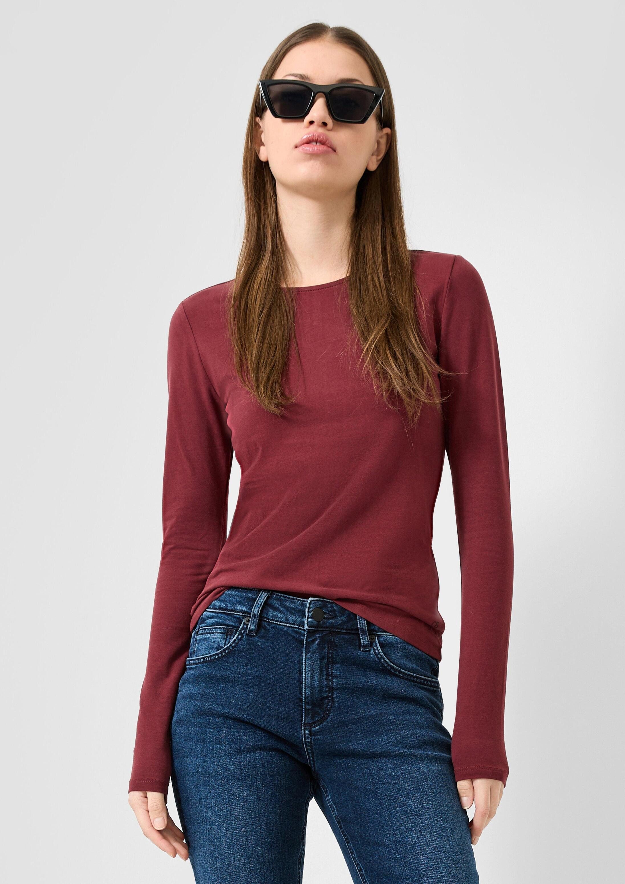 QS Langarmshirt T-Shirt Softes Longsleeve aus Baumwollstretch