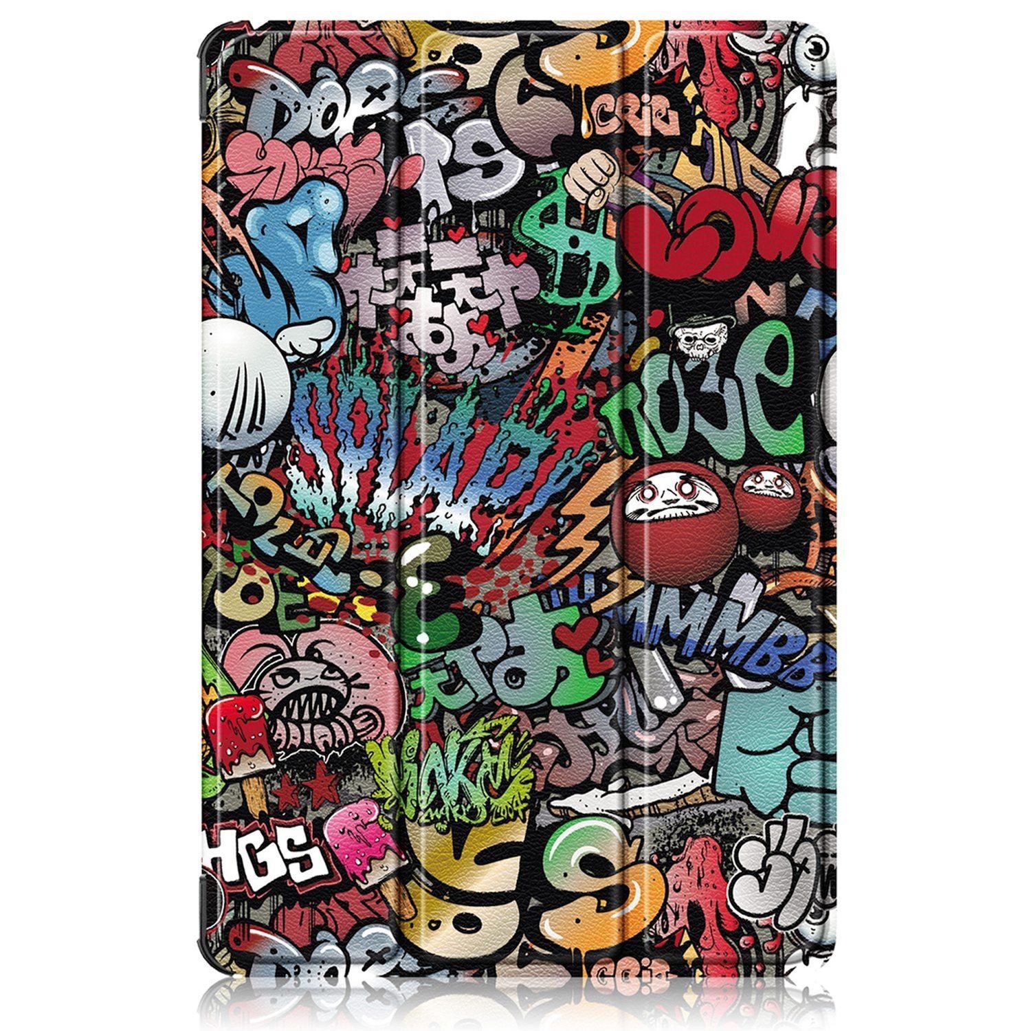 Wigento Tablet-Hülle für Lenovo Idea Tab 11 Zoll 3folt Wake UP Smart Cover TPU Graffiti, Milchstraße Design, 3-Fold Standfunktion