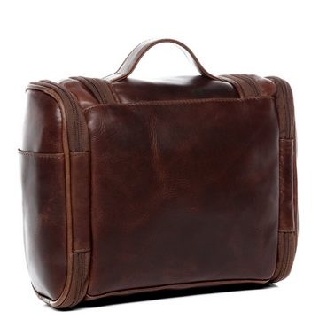 SID & VAIN Kulturbeutel Leder Kulturtasche Unisex DEXTER, Waschbeutel Echtleder für Damen & Herren, Kosmetiktasche braun-cognac